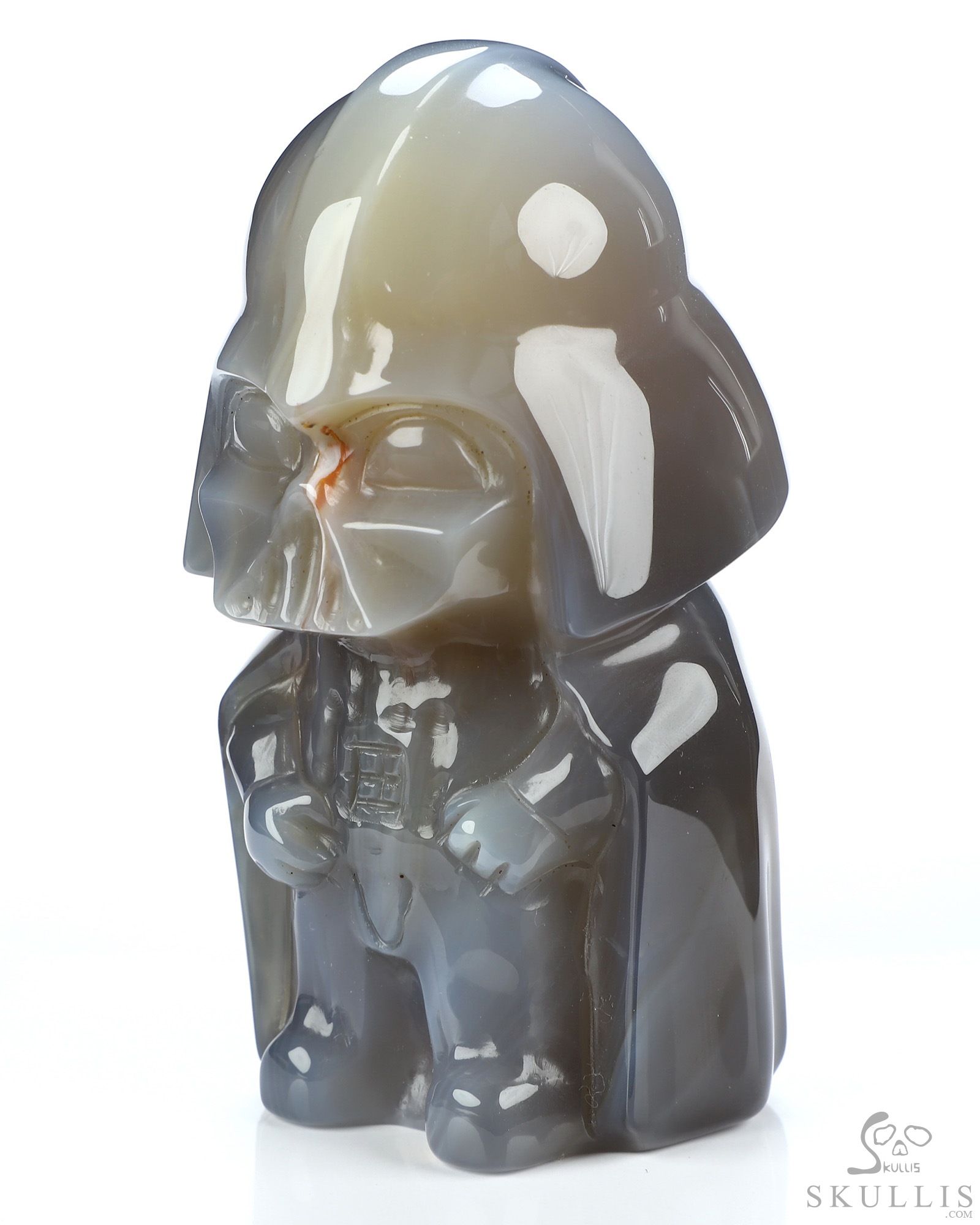Darth Vader - 4.2" Premium Brazilian Agate Hand Carved Crystal Skull Fine Art Sculpture, Crystal Healing Darth Vader - 4.2" Premium Brazilian Agate Hand Carved Crystal Skull Fine Art Sculpture, Crystal Healing