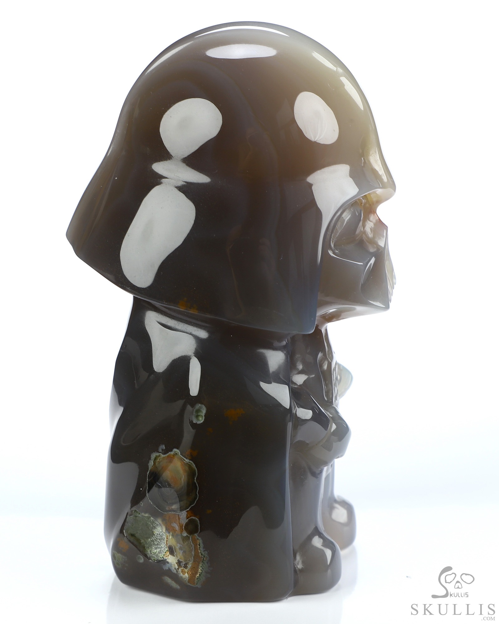 Darth Vader - 4.2" Premium Brazilian Agate Hand Carved Crystal Skull Fine Art Sculpture, Crystal Healing Darth Vader - 4.2" Premium Brazilian Agate Hand Carved Crystal Skull Fine Art Sculpture, Crystal Healing