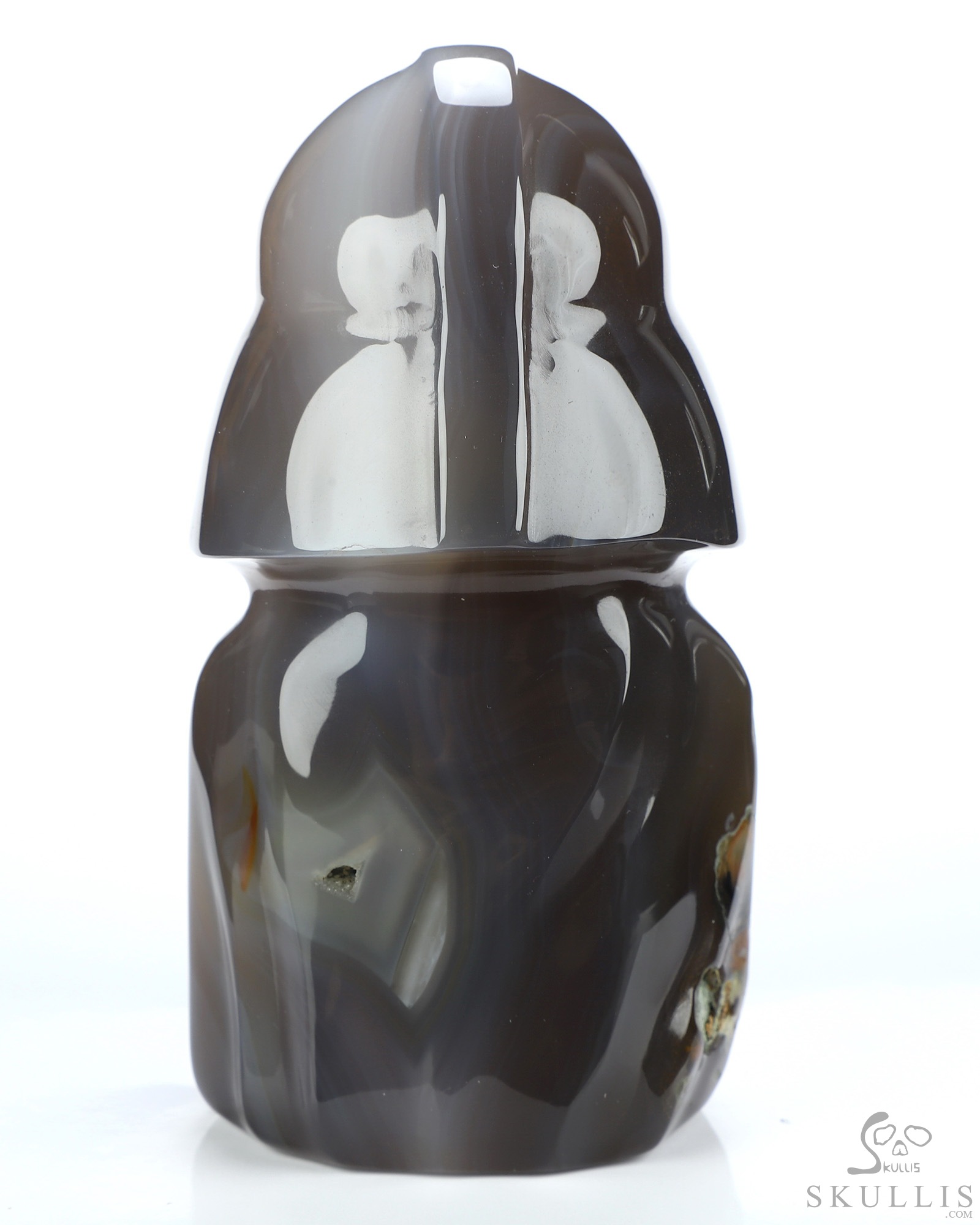 Darth Vader - 4.2" Premium Brazilian Agate Hand Carved Crystal Skull Fine Art Sculpture, Crystal Healing Darth Vader - 4.2" Premium Brazilian Agate Hand Carved Crystal Skull Fine Art Sculpture, Crystal Healing