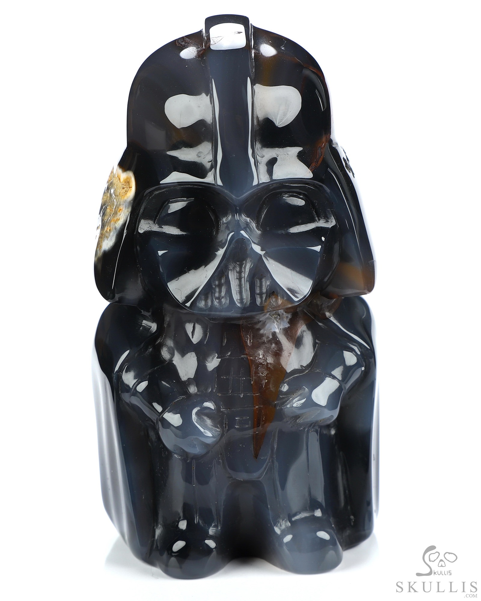 Darth Vader - 4.2" Premium Brazilian Agate Hand Carved Crystal Skull Fine Art Sculpture Darth Vader - 4.2" Premium Brazilian Agate Hand Carved Crystal Skull Fine Art Sculpture
