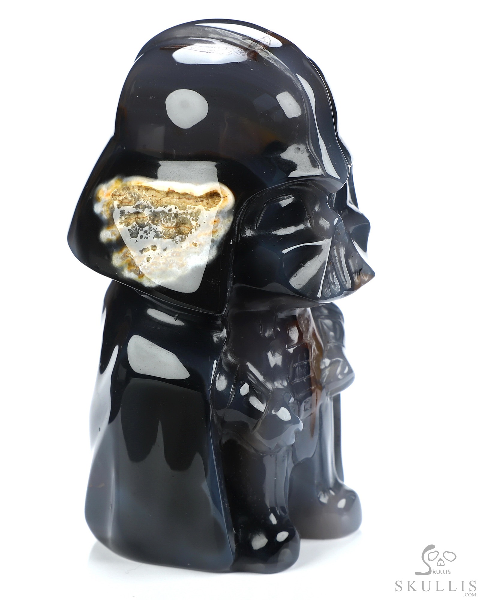 Darth Vader - 4.2" Premium Brazilian Agate Hand Carved Crystal Skull Fine Art Sculpture Darth Vader - 4.2" Premium Brazilian Agate Hand Carved Crystal Skull Fine Art Sculpture