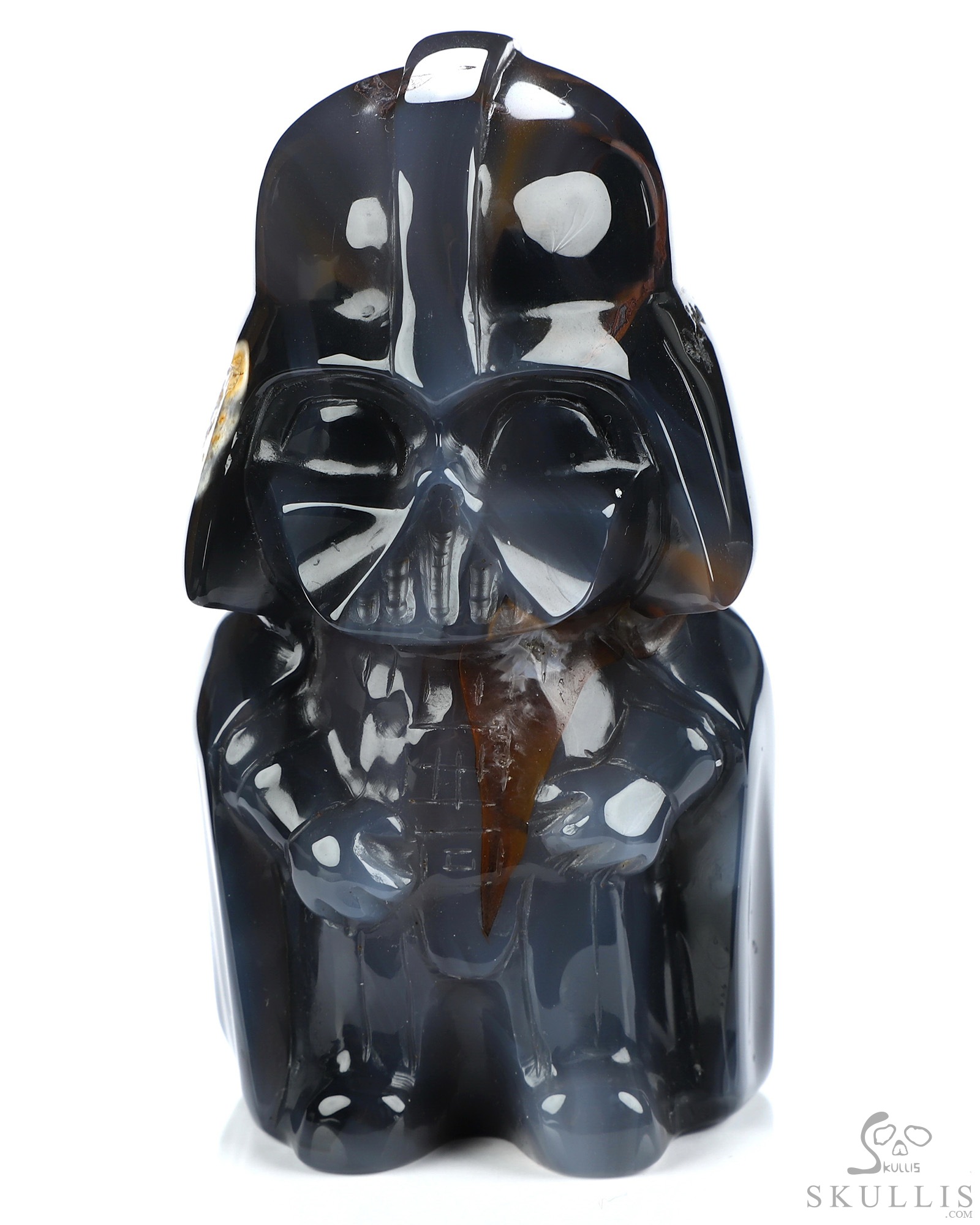 Darth Vader - 4.2" Premium Brazilian Agate Hand Carved Crystal Skull Fine Art Sculpture Darth Vader - 4.2" Premium Brazilian Agate Hand Carved Crystal Skull Fine Art Sculpture