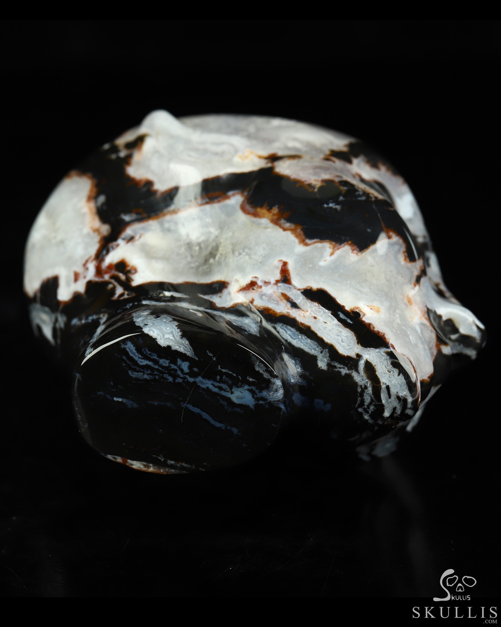 4.0" Black Zebra Agate Hand Carved Fairy Elf Alien Crystal Skull Companion Sculpture, Crystal Healing 4.0" Black Zebra Agate Hand Carved Fairy Elf Alien Crystal Skull Companion Sculpture, Crystal Healing