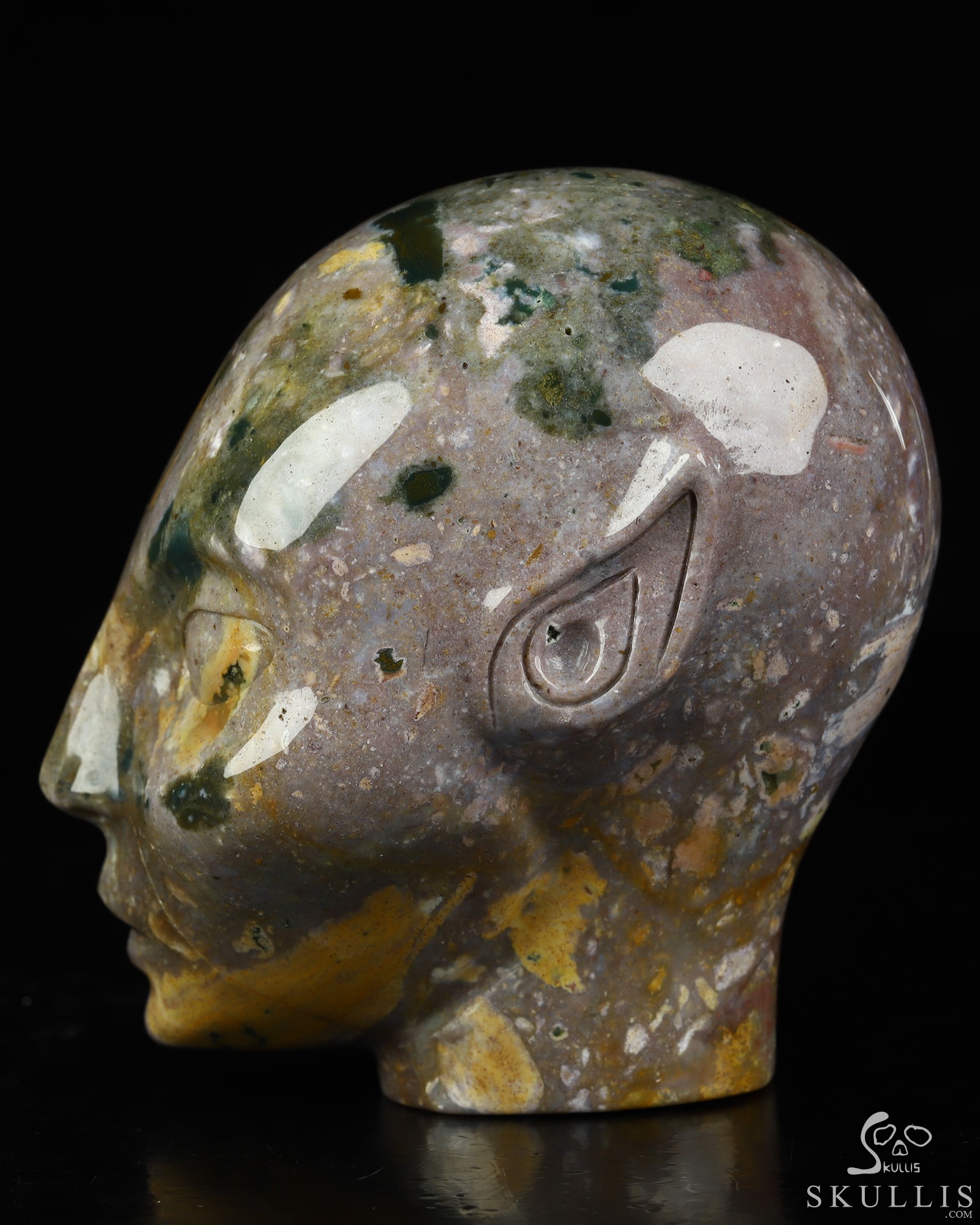 4.0" Indian Agate Hand Carved Fairy Elf Alien Crystal Skull Companion Sculpture, Crystal Healing 4.0" Indian Agate Hand Carved Fairy Elf Alien Crystal Skull Companion Sculpture, Crystal Healing