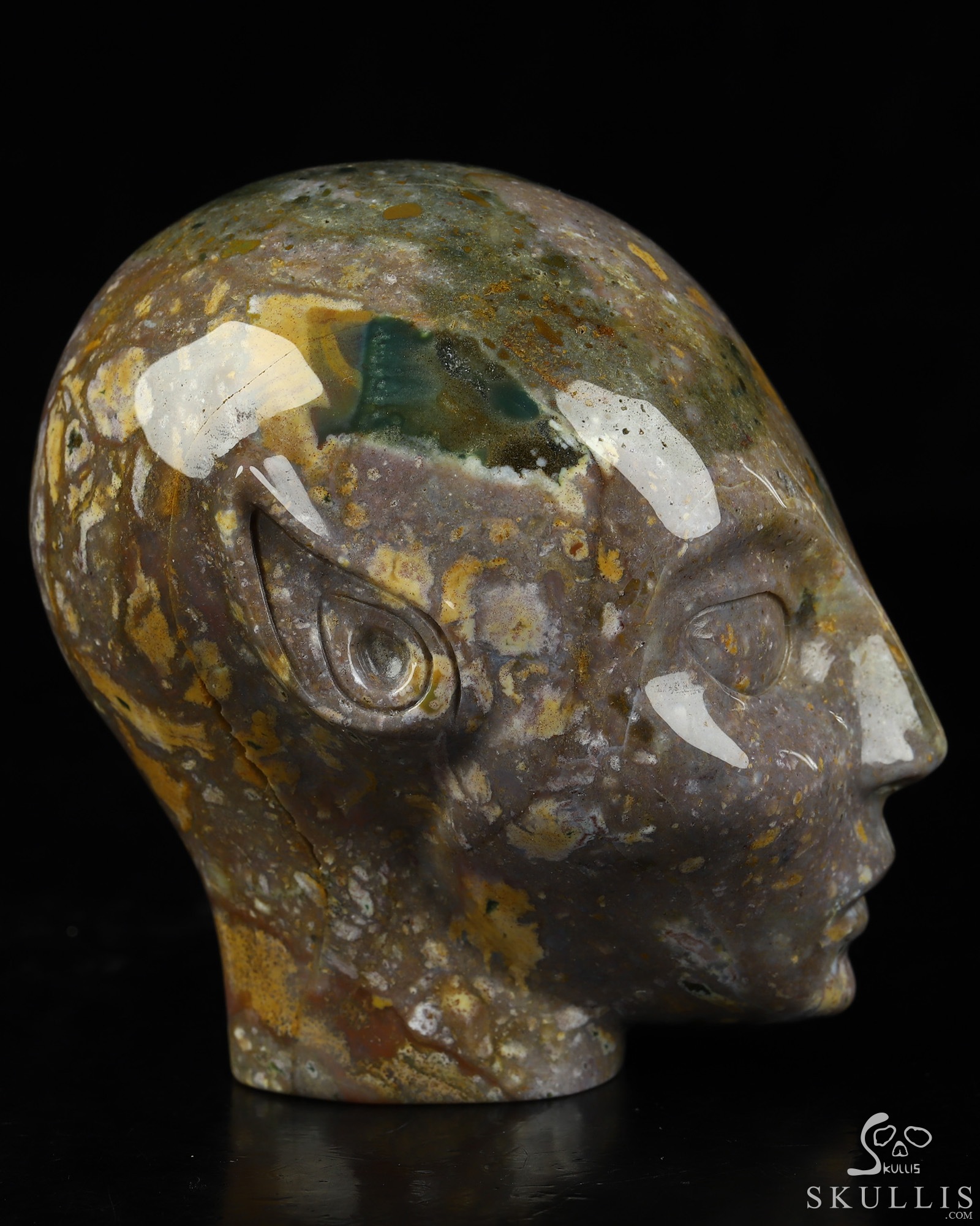 4.0" Indian Agate Hand Carved Fairy Elf Alien Crystal Skull Companion Sculpture, Crystal Healing 4.0" Indian Agate Hand Carved Fairy Elf Alien Crystal Skull Companion Sculpture, Crystal Healing