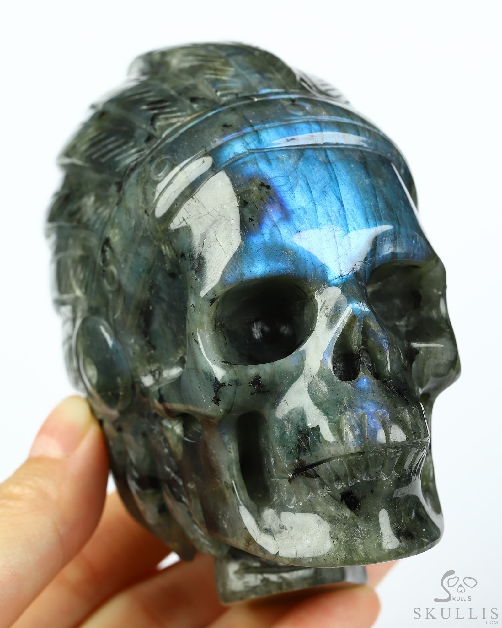 3.8" Labradorite Hand Carved Indian Crystal Skull Sculpture, Crystal Healing 3.8" Labradorite Hand Carved Indian Crystal Skull Sculpture, Crystal Healing