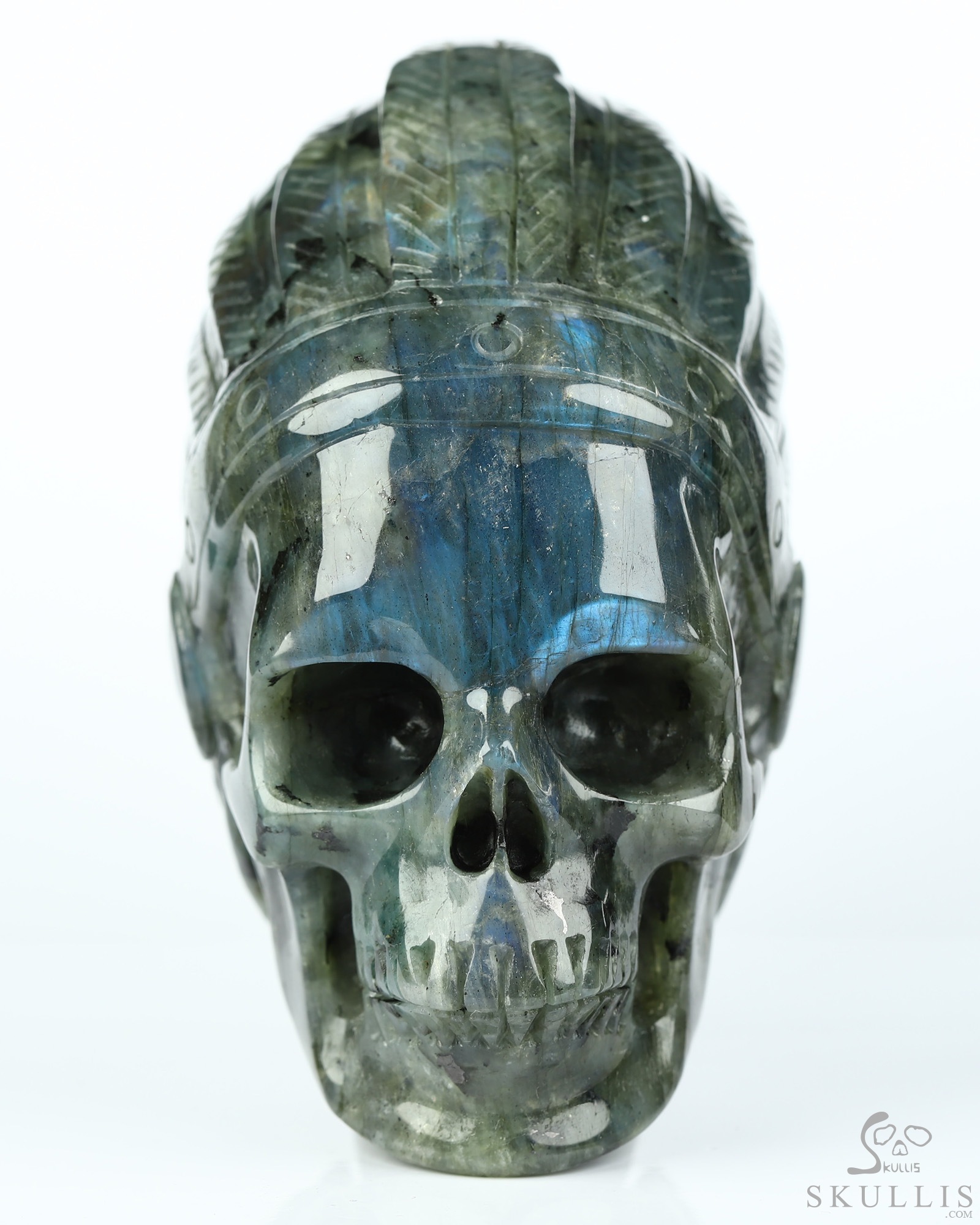 3.8" Labradorite Hand Carved Indian Crystal Skull Sculpture, Crystal Healing 3.8" Labradorite Hand Carved Indian Crystal Skull Sculpture, Crystal Healing