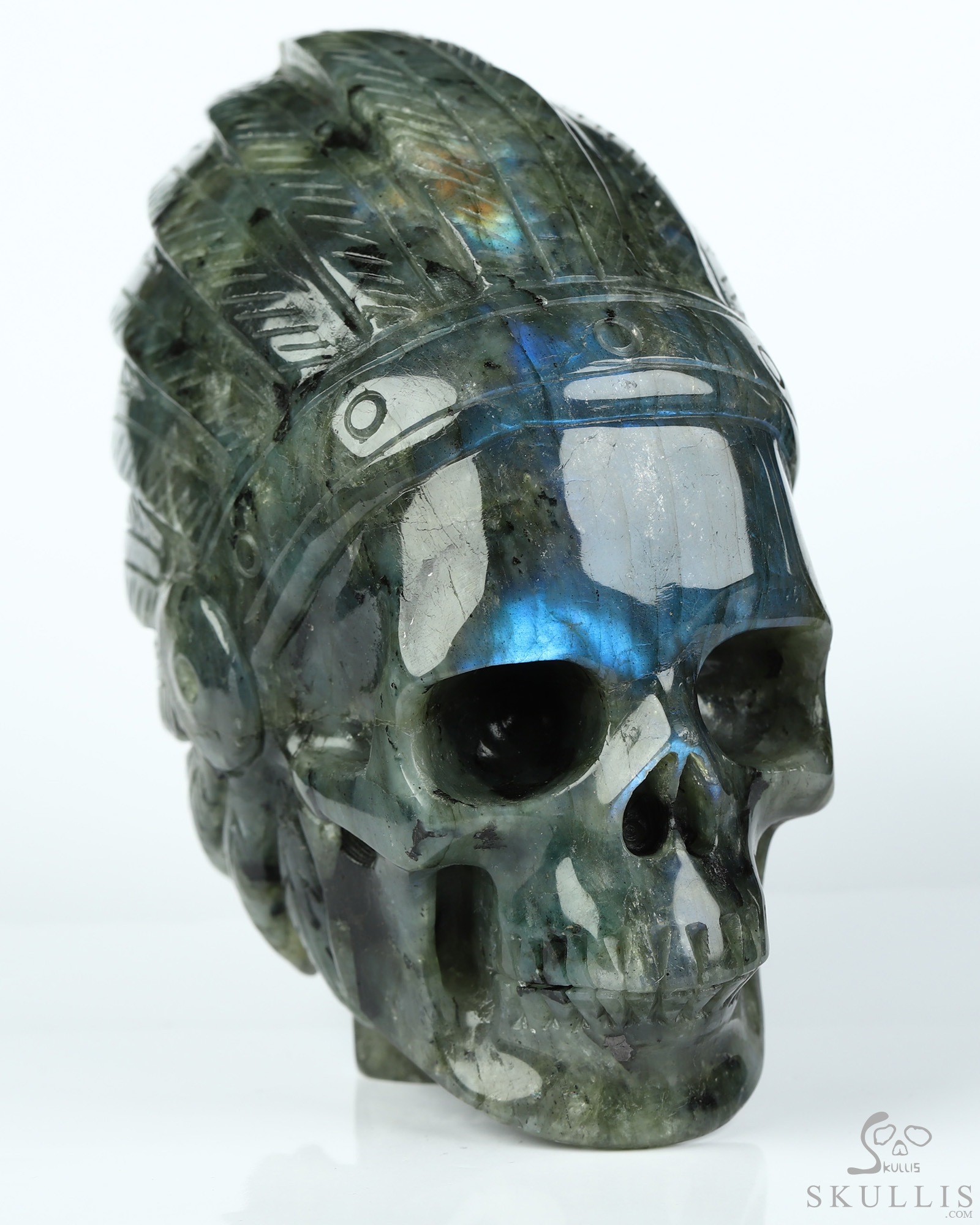 3.8" Labradorite Hand Carved Indian Crystal Skull Sculpture, Crystal Healing 3.8" Labradorite Hand Carved Indian Crystal Skull Sculpture, Crystal Healing