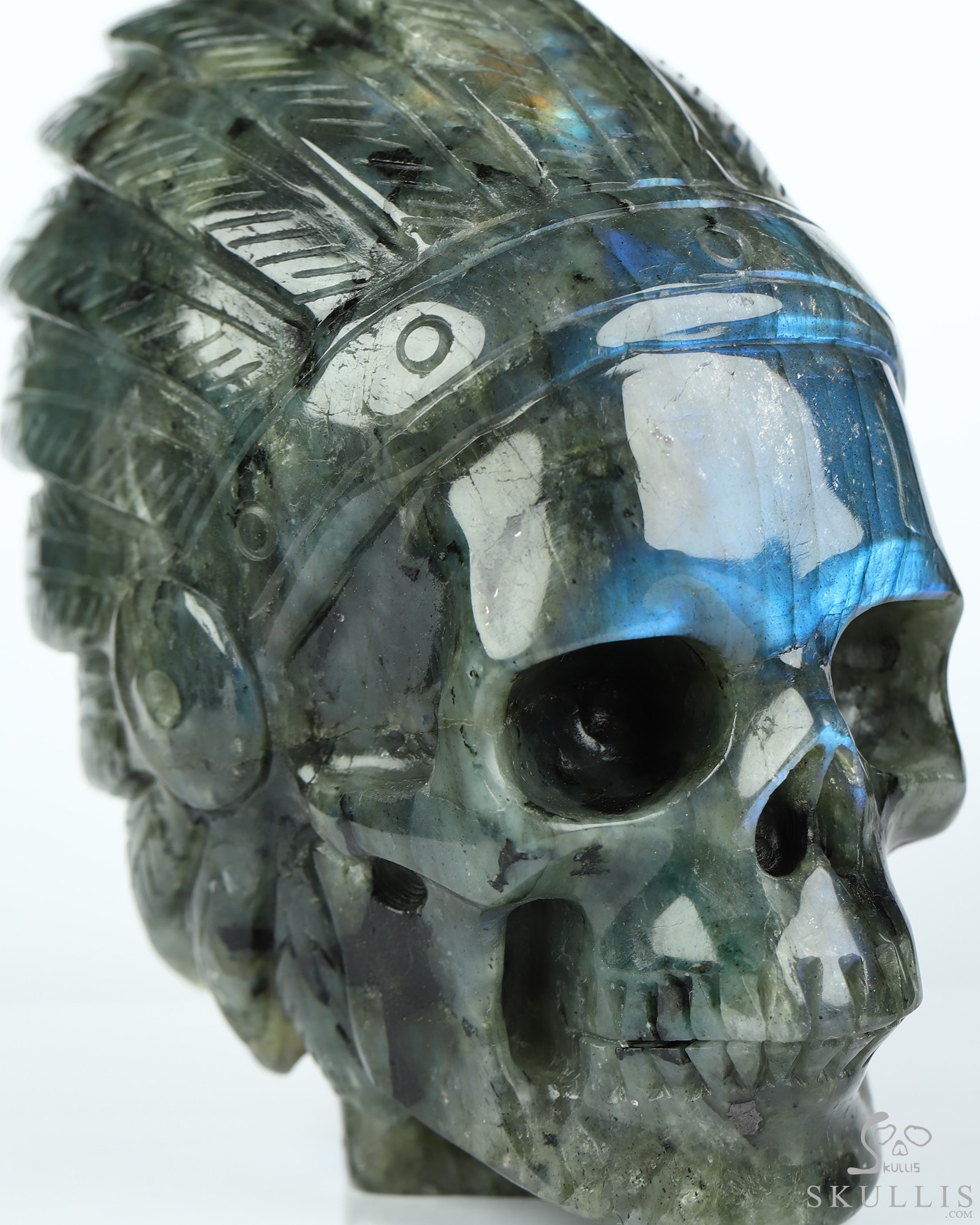 3.8" Labradorite Hand Carved Indian Crystal Skull Sculpture, Crystal Healing 3.8" Labradorite Hand Carved Indian Crystal Skull Sculpture, Crystal Healing