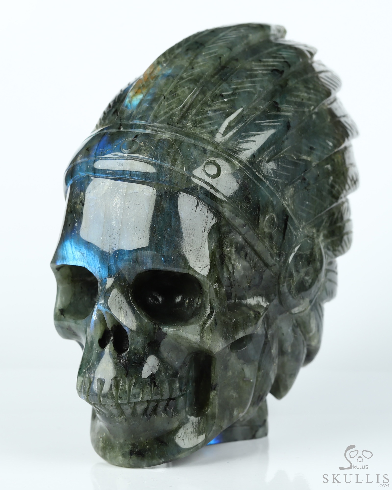 3.8" Labradorite Hand Carved Indian Crystal Skull Sculpture, Crystal Healing 3.8" Labradorite Hand Carved Indian Crystal Skull Sculpture, Crystal Healing
