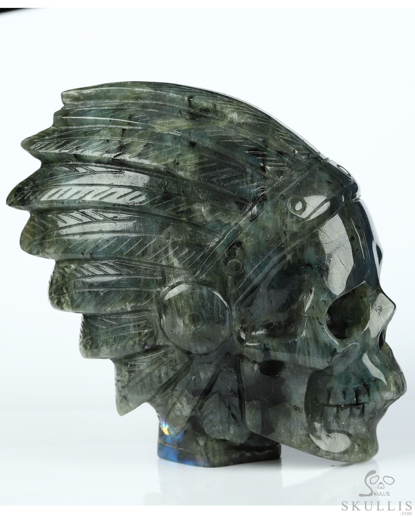 3.8" Labradorite Hand Carved Indian Crystal Skull Sculpture, Crystal Healing 3.8" Labradorite Hand Carved Indian Crystal Skull Sculpture, Crystal Healing