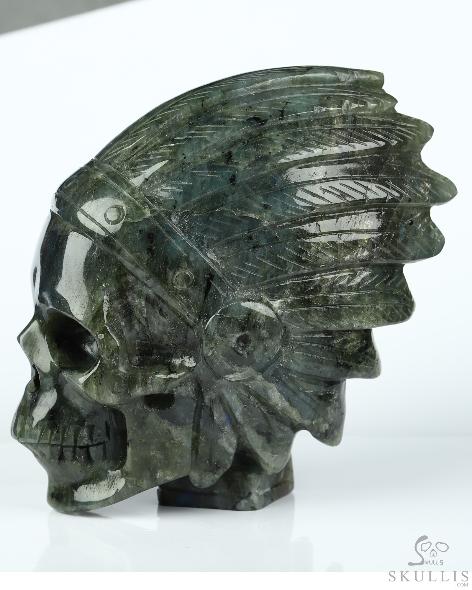 3.8" Labradorite Hand Carved Indian Crystal Skull Sculpture, Crystal Healing 3.8" Labradorite Hand Carved Indian Crystal Skull Sculpture, Crystal Healing