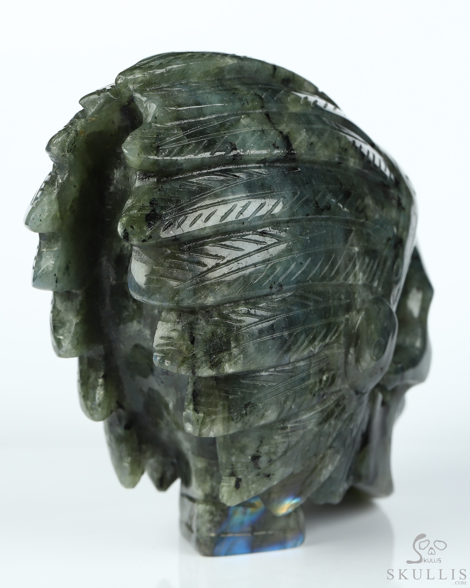 3.8" Labradorite Hand Carved Indian Crystal Skull Sculpture, Crystal Healing 3.8" Labradorite Hand Carved Indian Crystal Skull Sculpture, Crystal Healing