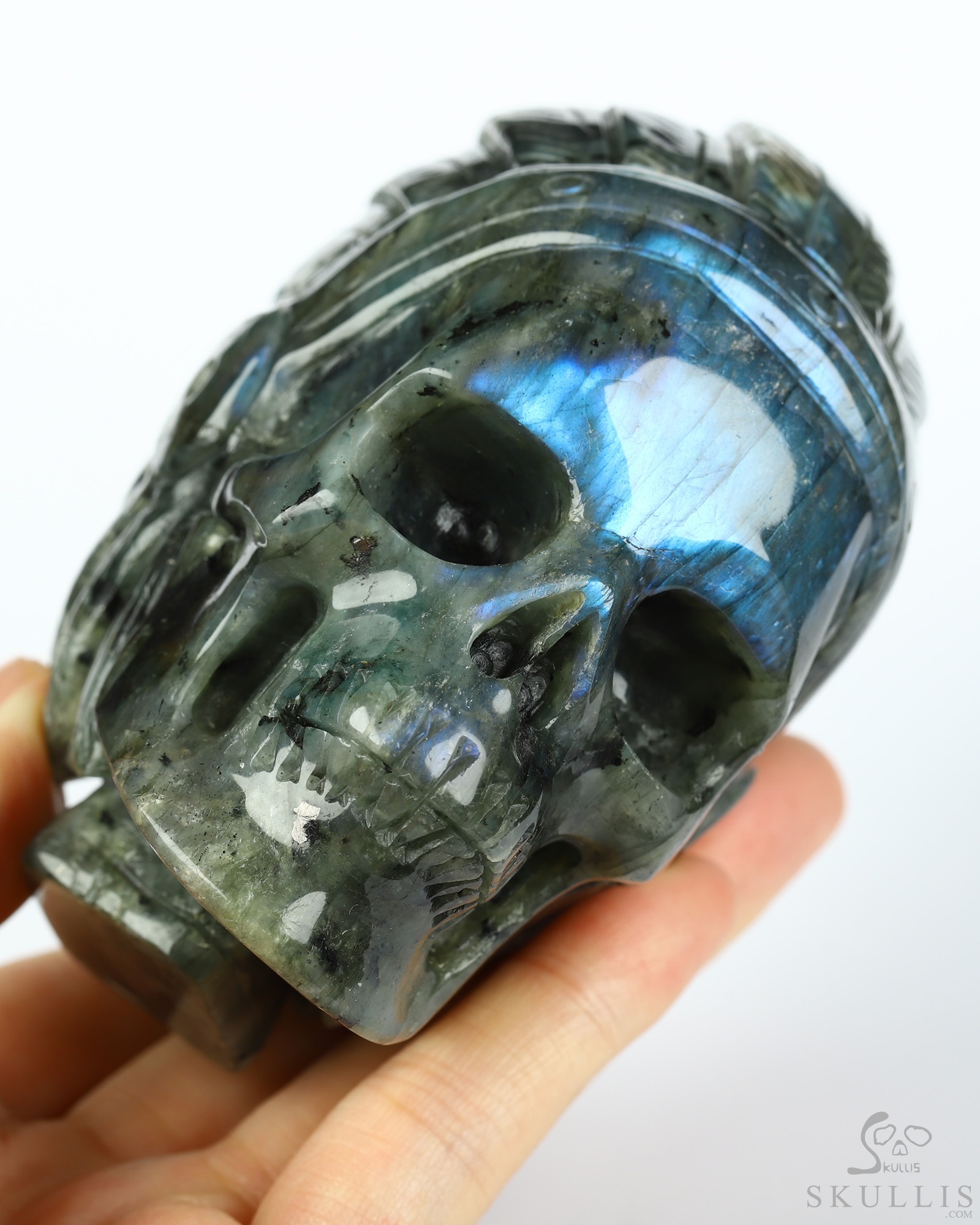 3.8" Labradorite Hand Carved Indian Crystal Skull Sculpture, Crystal Healing 3.8" Labradorite Hand Carved Indian Crystal Skull Sculpture, Crystal Healing