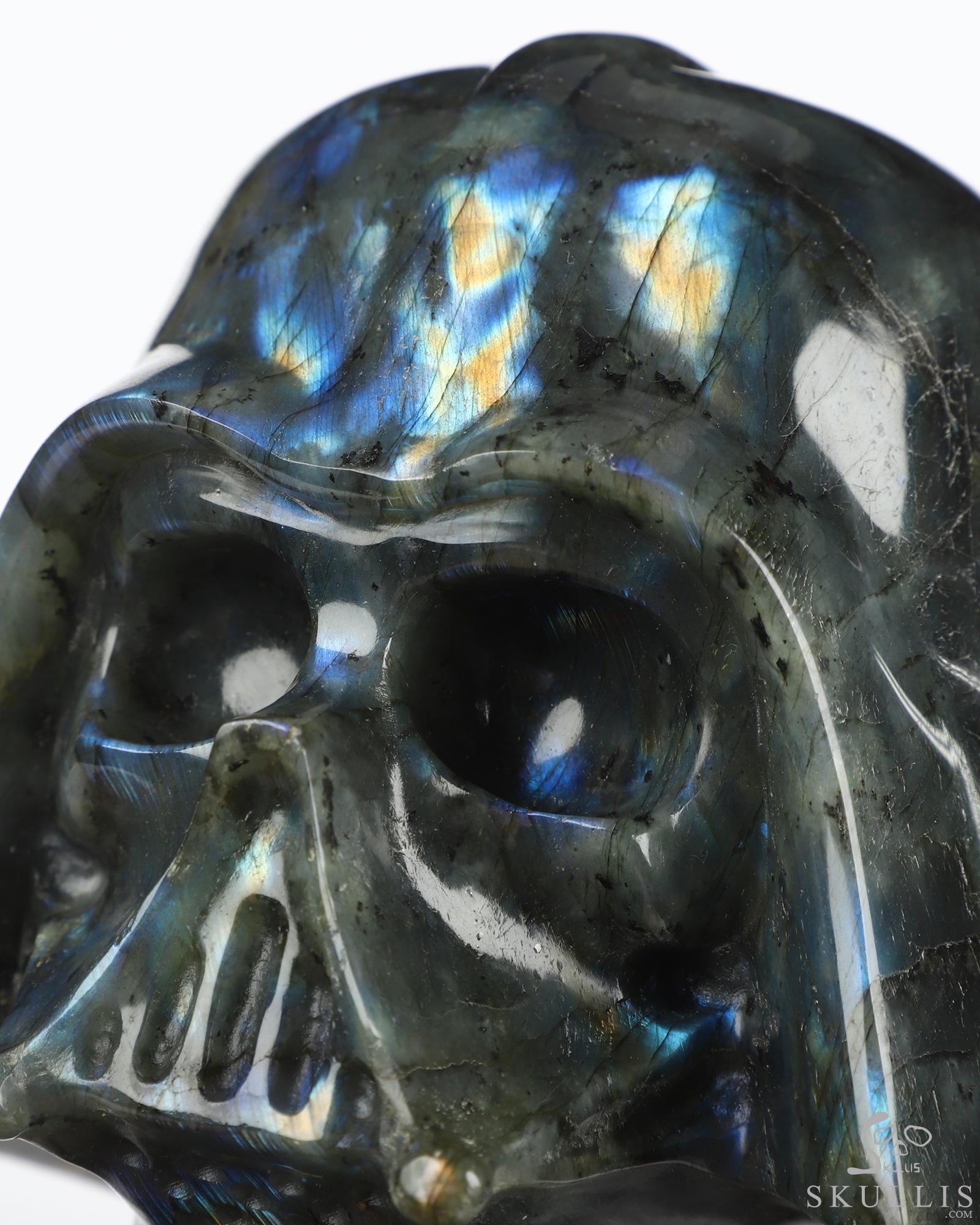 5.9" Labradorite Hand Carved Crystal Skull Fine Art Sculpture, Crystal Healing 5.9" Labradorite Hand Carved Crystal Skull Fine Art Sculpture, Crystal Healing