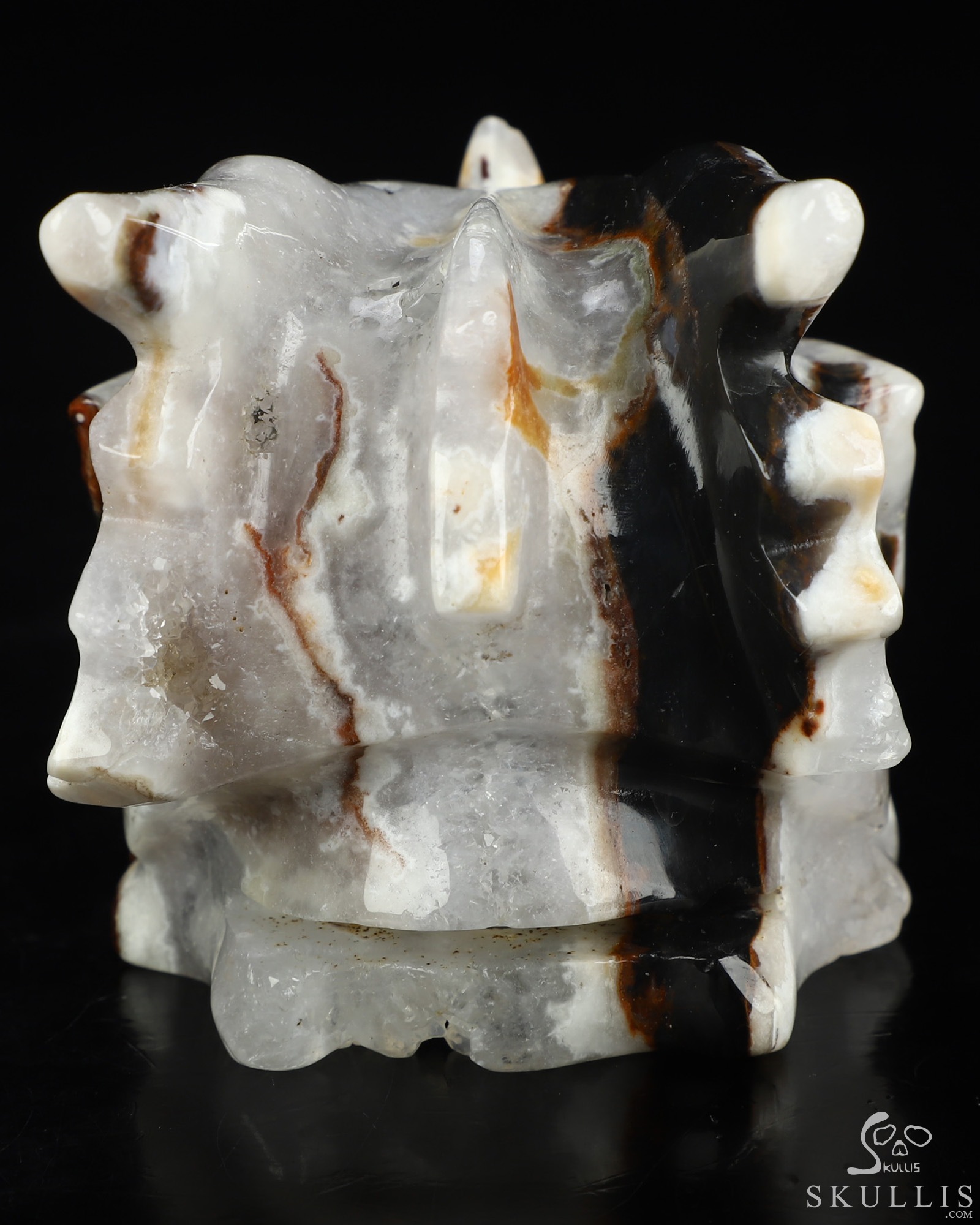 5.1" Black Zebra Agate Hand Carved Crystal Dragon Skull Sculpture, Crystal Healing 5.1" Black Zebra Agate Hand Carved Crystal Dragon Skull Sculpture, Crystal Healing