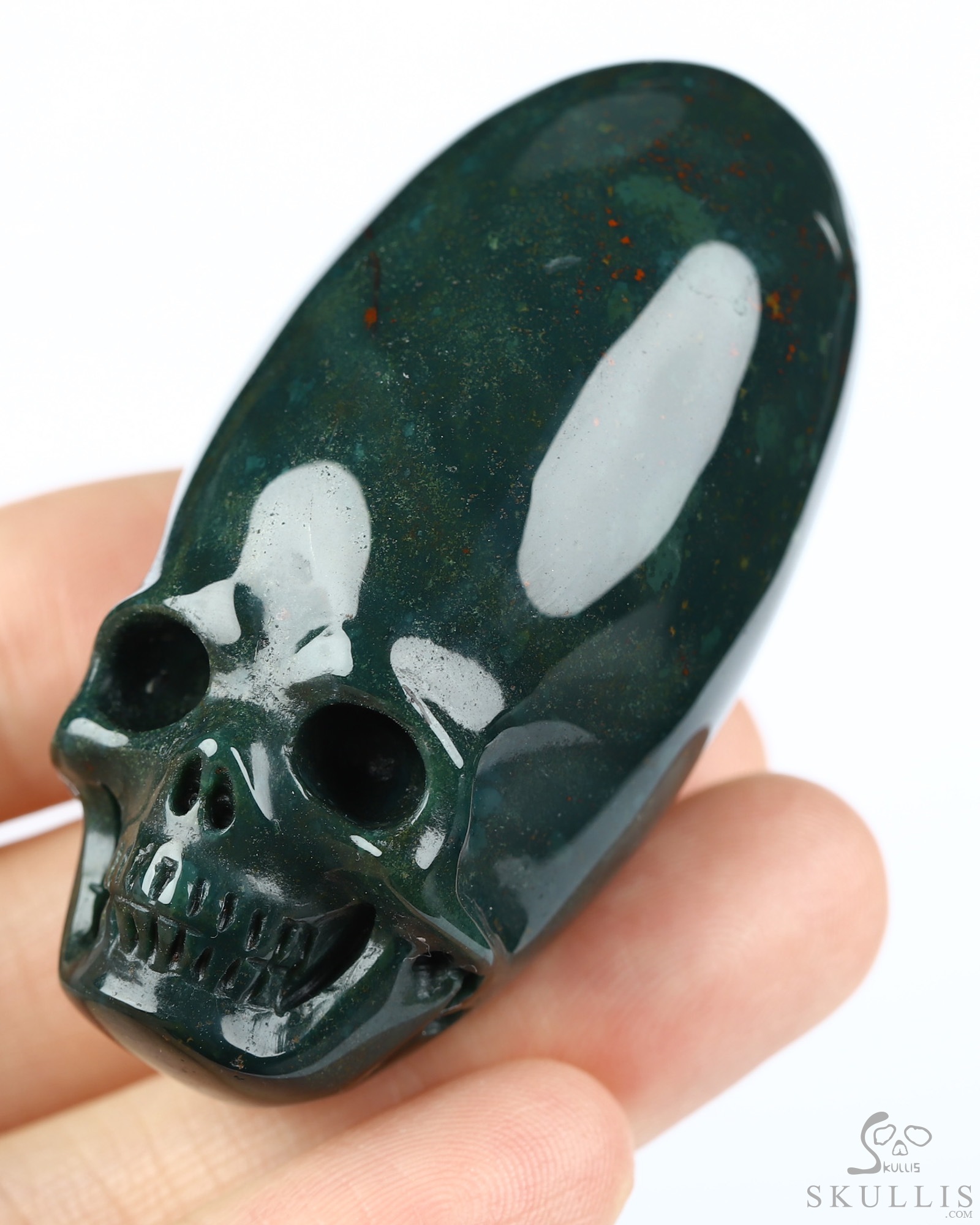 2.0" Bloodstone Hand Carved Incan Crystal Skull Sculpture, Crystal Healing 2.0" Bloodstone Hand Carved Incan Crystal Skull Sculpture, Crystal Healing