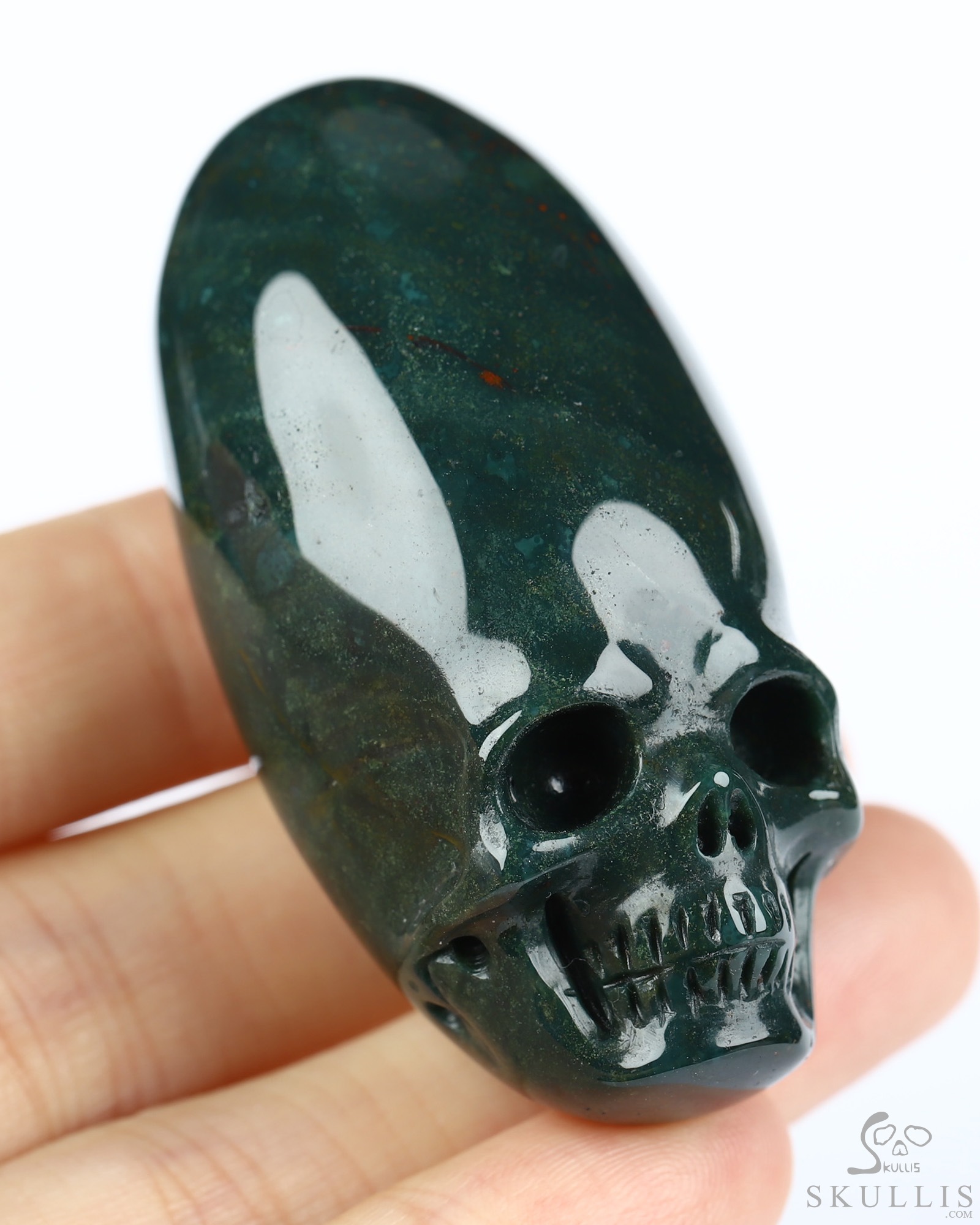 2.0" Bloodstone Hand Carved Incan Crystal Skull Sculpture, Crystal Healing 2.0" Bloodstone Hand Carved Incan Crystal Skull Sculpture, Crystal Healing