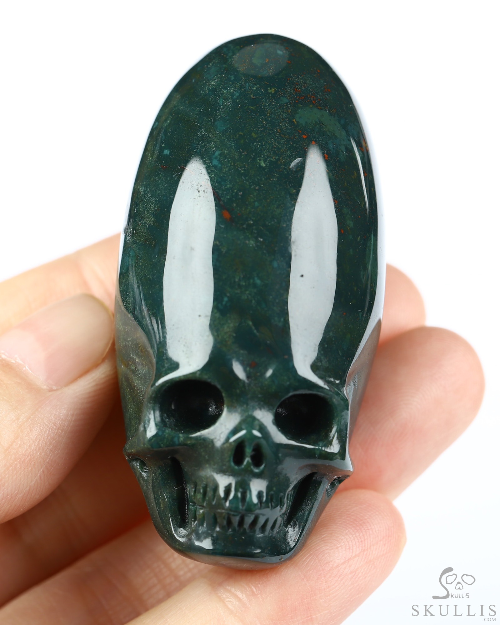 2.0" Bloodstone Hand Carved Incan Crystal Skull Sculpture, Crystal Healing 2.0" Bloodstone Hand Carved Incan Crystal Skull Sculpture, Crystal Healing