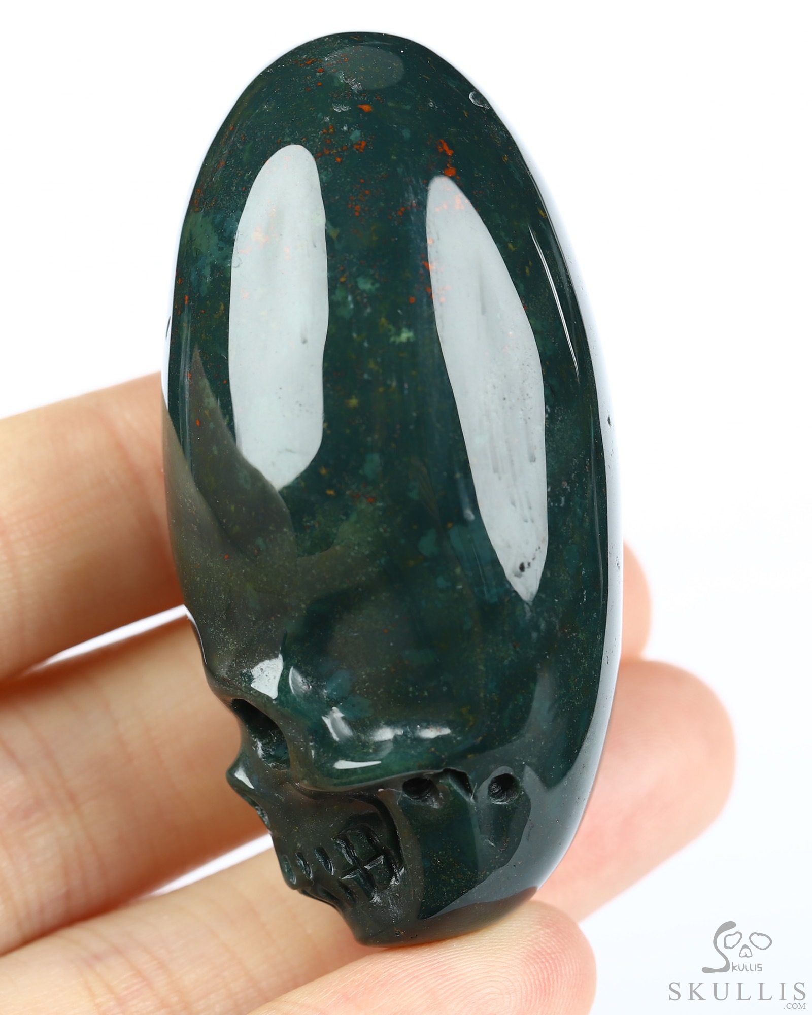 2.0" Bloodstone Hand Carved Incan Crystal Skull Sculpture, Crystal Healing 2.0" Bloodstone Hand Carved Incan Crystal Skull Sculpture, Crystal Healing
