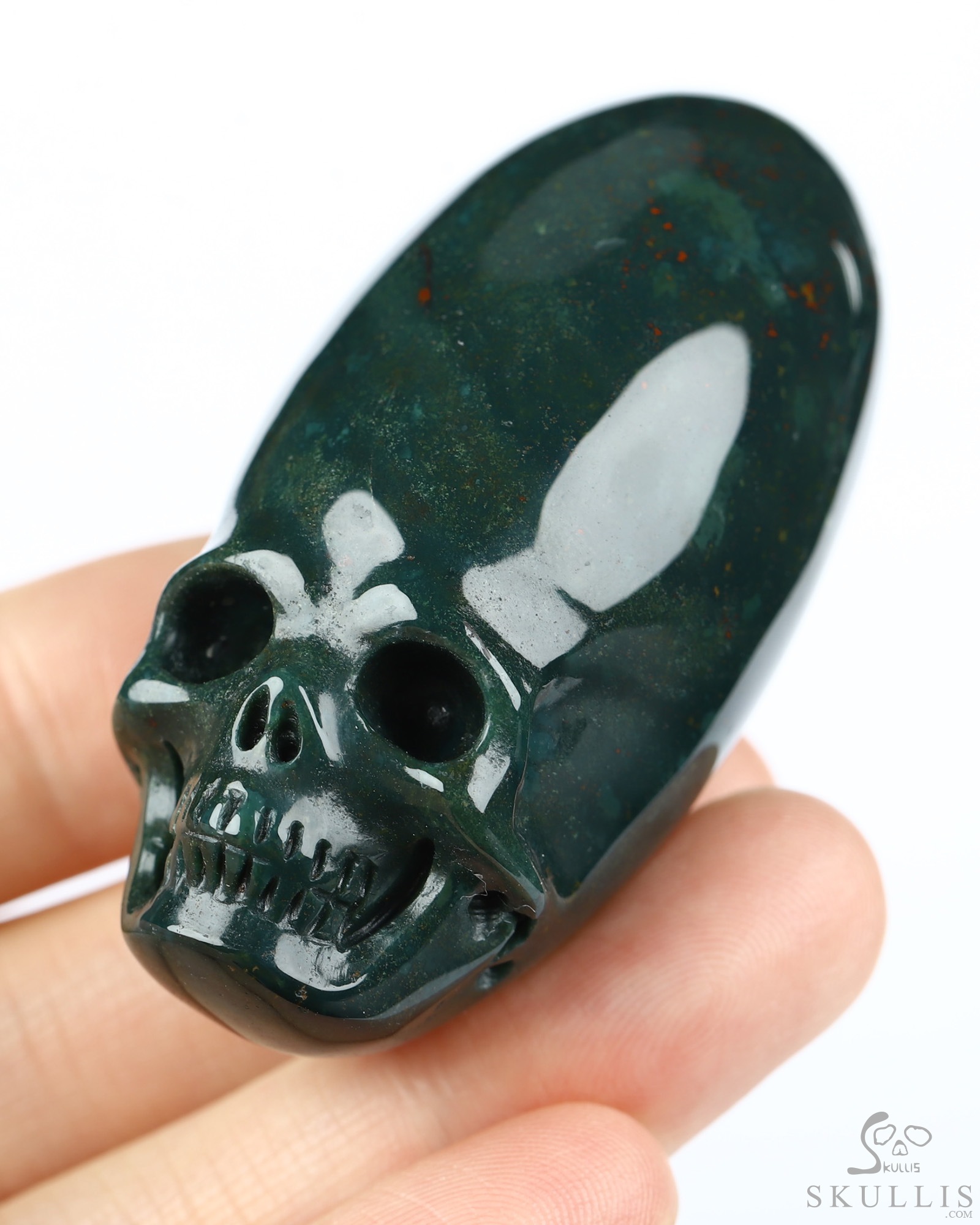 2.0" Bloodstone Hand Carved Incan Crystal Skull Sculpture, Crystal Healing 2.0" Bloodstone Hand Carved Incan Crystal Skull Sculpture, Crystal Healing