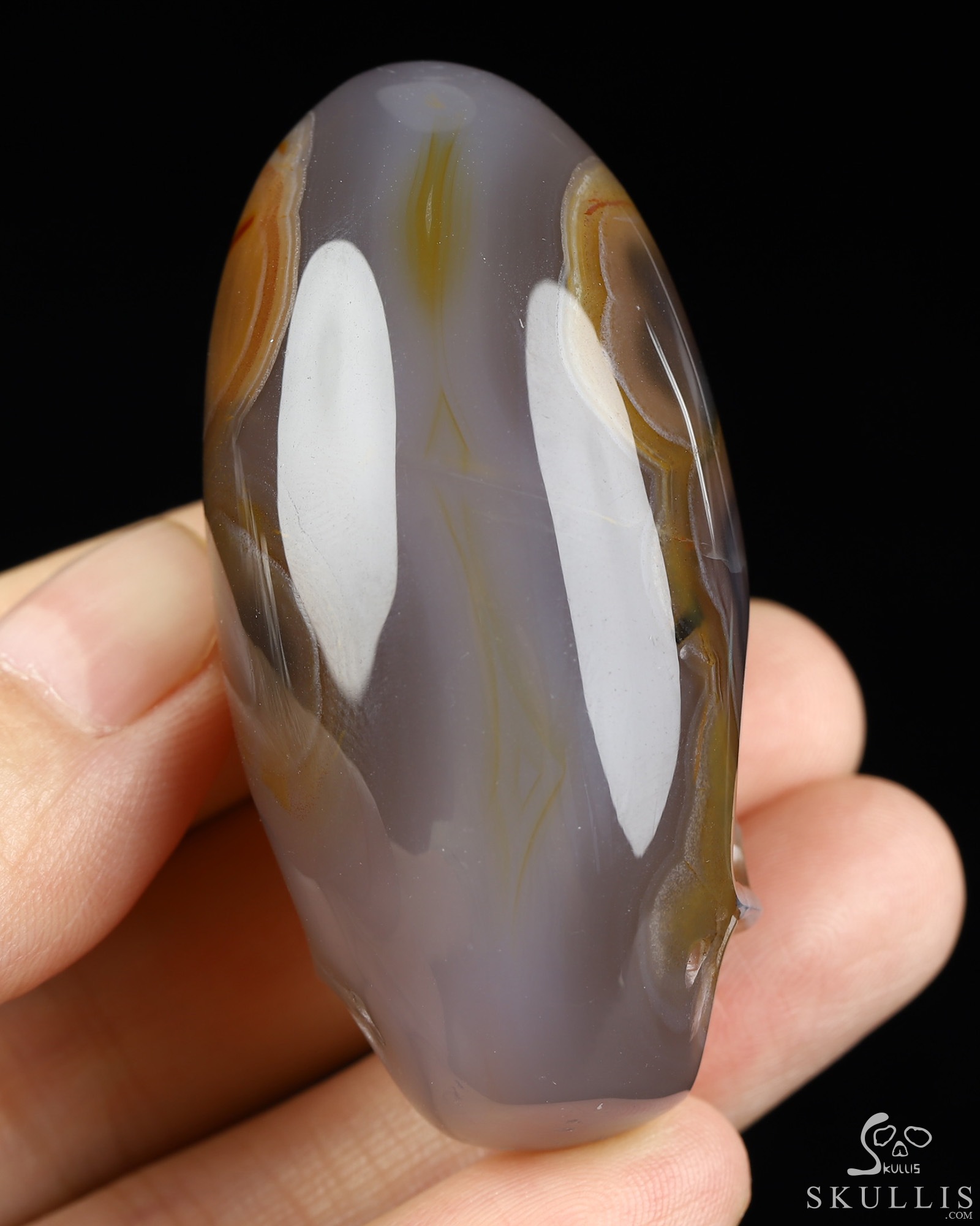 2.0" Agate Hand Carved Incan Crystal Skull Sculpture With Stand, Crystal Healing 2.0" Agate Hand Carved Incan Crystal Skull Sculpture With Stand, Crystal Healing