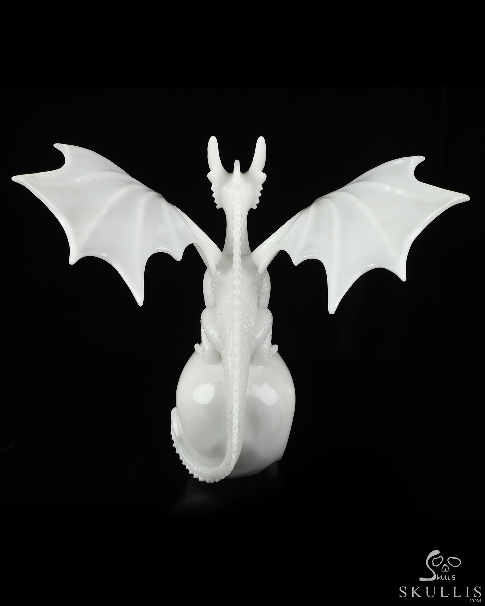 10.8" White Jade Hand Carved Crystal Skull and Dragon with Detachable Wings Fine Art Sculpture, Crystal Healing 10.8" White Jade Hand Carved Crystal Skull and Dragon with Detachable Wings Fine Art Sculpture, Crystal Healing