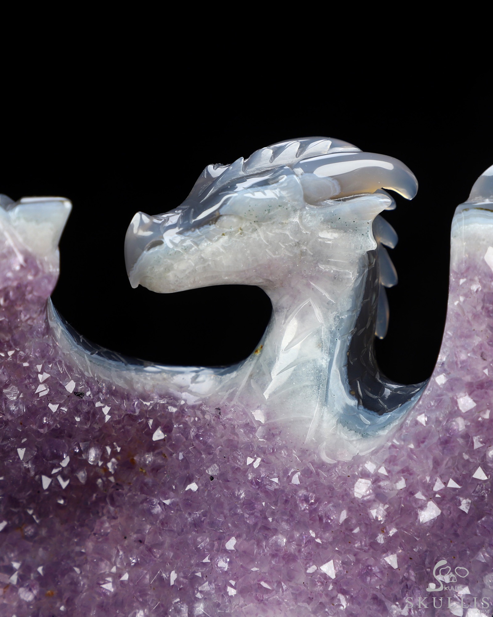 July 20, 2026 ACSAD (A Crystal Skull a Day) - Shadow & Starlight - 9.2" Carved Agate Amethyst Geode Dragon And Crystal Skull Fine Art Sculpture, Crystal Healing July 20, 2026 ACSAD (A Crystal Skull a Day) - Shadow & Starlight - 9.2" Carved Agate Amethyst Geode Dragon And Crystal Skull Fine Art Sculpture, Crystal Healing