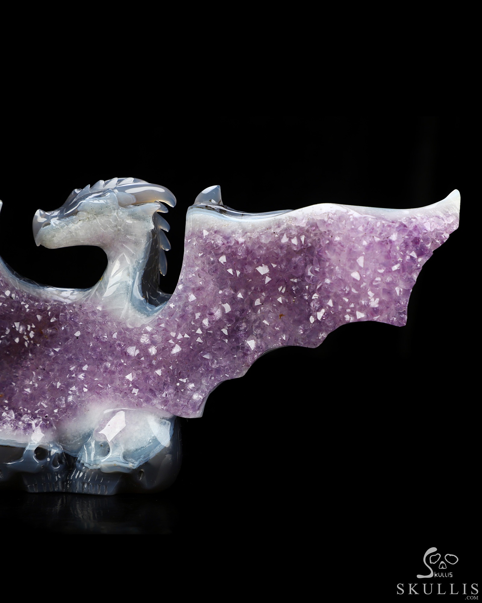 July 20, 2026 ACSAD (A Crystal Skull a Day) - Shadow & Starlight - 9.2" Carved Agate Amethyst Geode Dragon And Crystal Skull Fine Art Sculpture, Crystal Healing July 20, 2026 ACSAD (A Crystal Skull a Day) - Shadow & Starlight - 9.2" Carved Agate Amethyst Geode Dragon And Crystal Skull Fine Art Sculpture, Crystal Healing