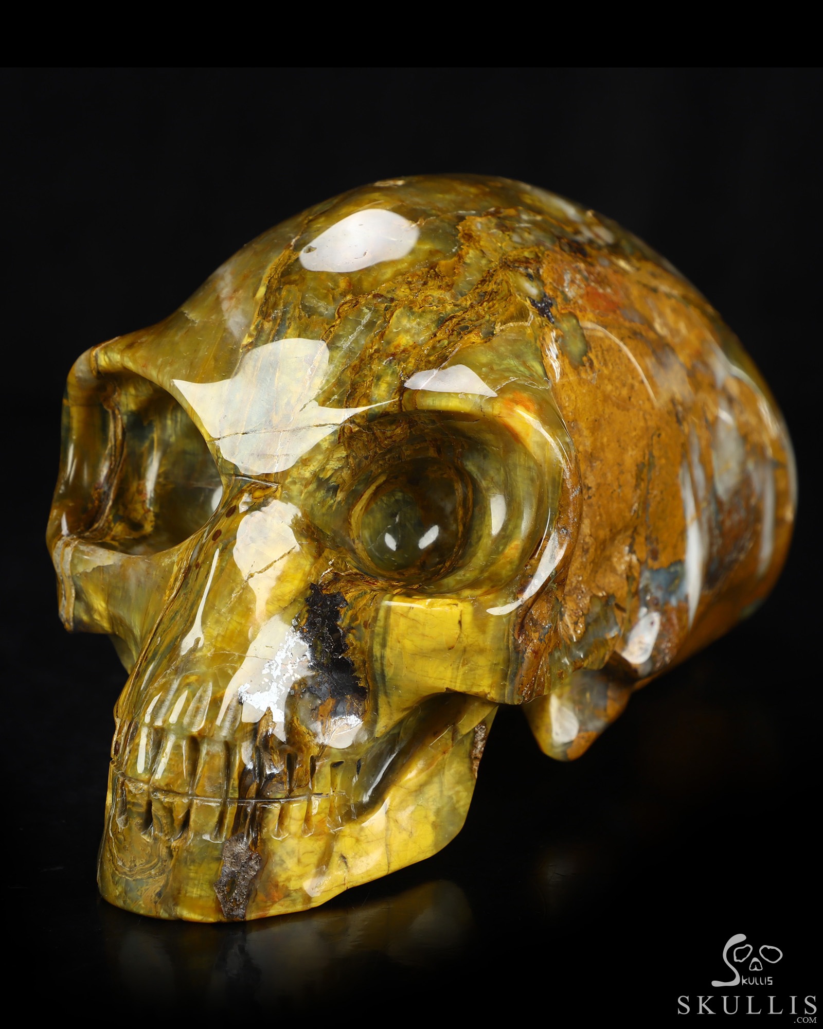 8.8" New Pietersite Hand Carved Crystal Elongated Mayan Alien Skull Sculpture, Crystal Healing 8.8" New Pietersite Hand Carved Crystal Elongated Mayan Alien Skull Sculpture, Crystal Healing
