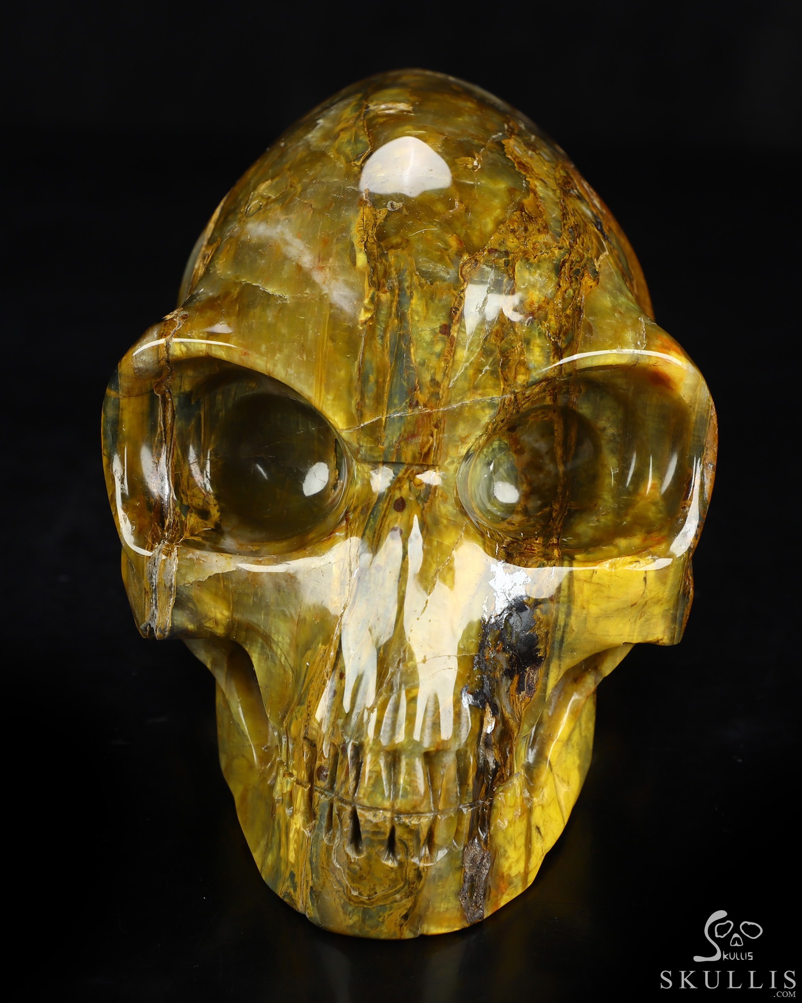8.8" New Pietersite Hand Carved Crystal Elongated Mayan Alien Skull Sculpture, Crystal Healing 8.8" New Pietersite Hand Carved Crystal Elongated Mayan Alien Skull Sculpture, Crystal Healing