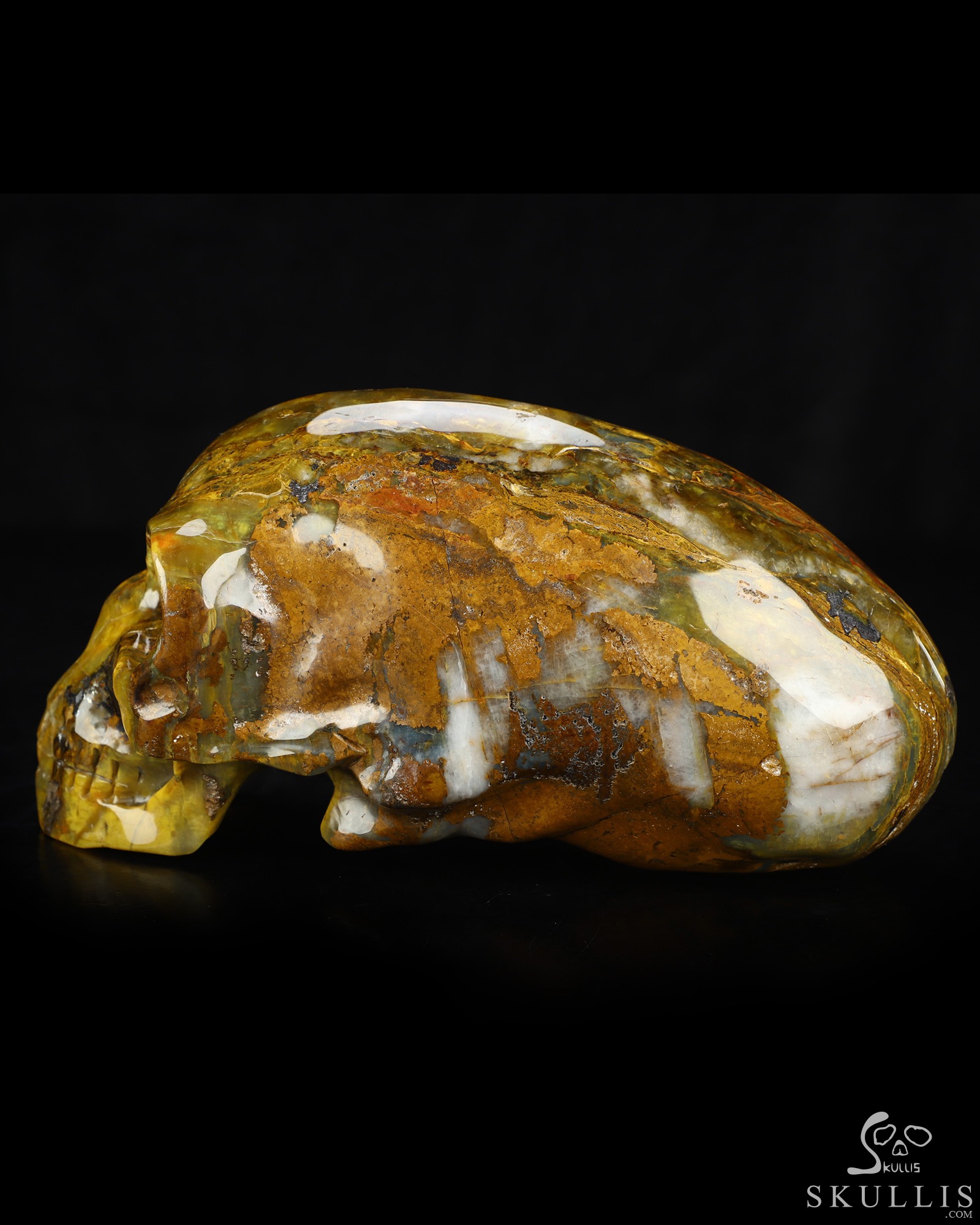 8.8" New Pietersite Hand Carved Crystal Elongated Mayan Alien Skull Sculpture, Crystal Healing 8.8" New Pietersite Hand Carved Crystal Elongated Mayan Alien Skull Sculpture, Crystal Healing
