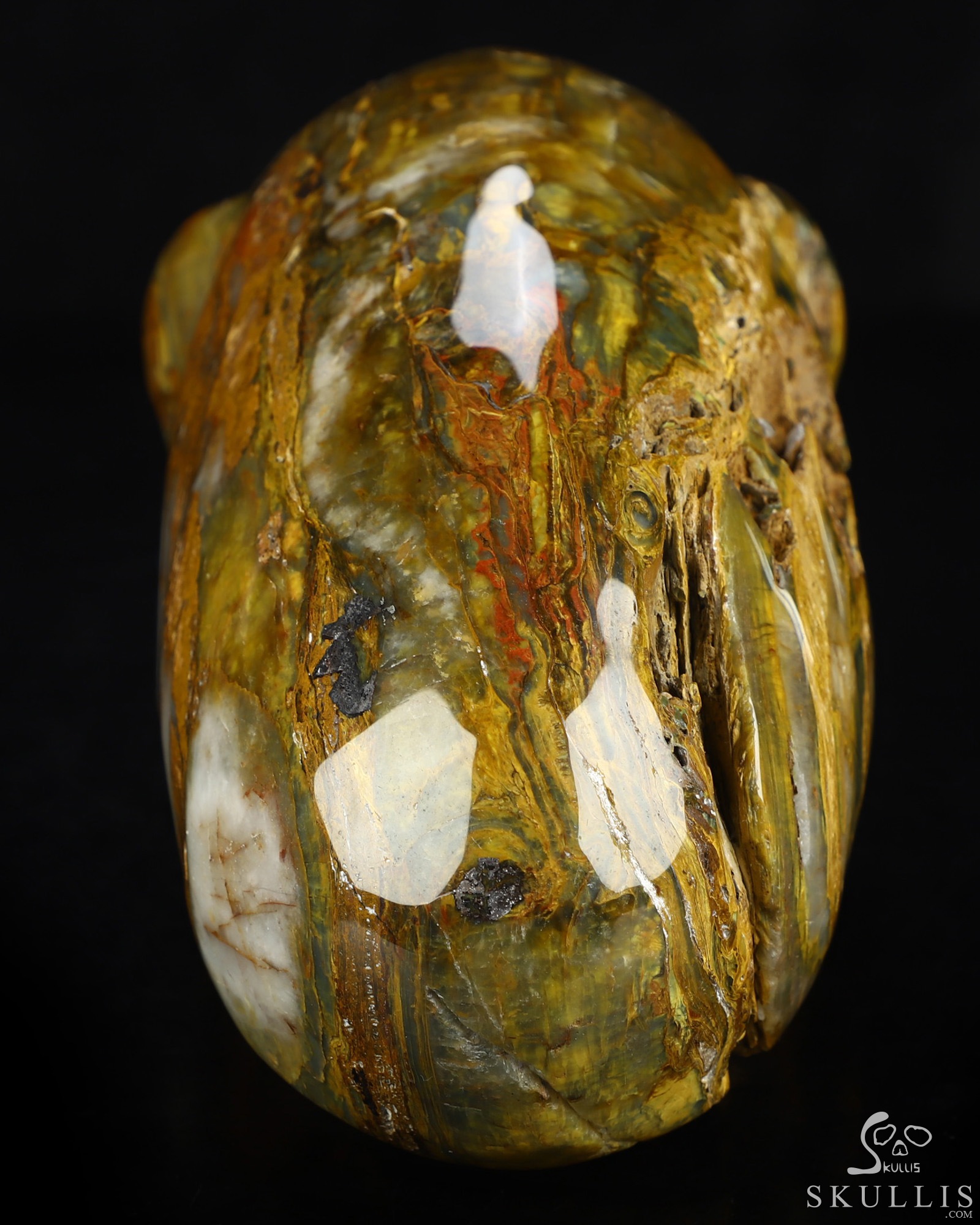 8.8" New Pietersite Hand Carved Crystal Elongated Mayan Alien Skull Sculpture, Crystal Healing 8.8" New Pietersite Hand Carved Crystal Elongated Mayan Alien Skull Sculpture, Crystal Healing