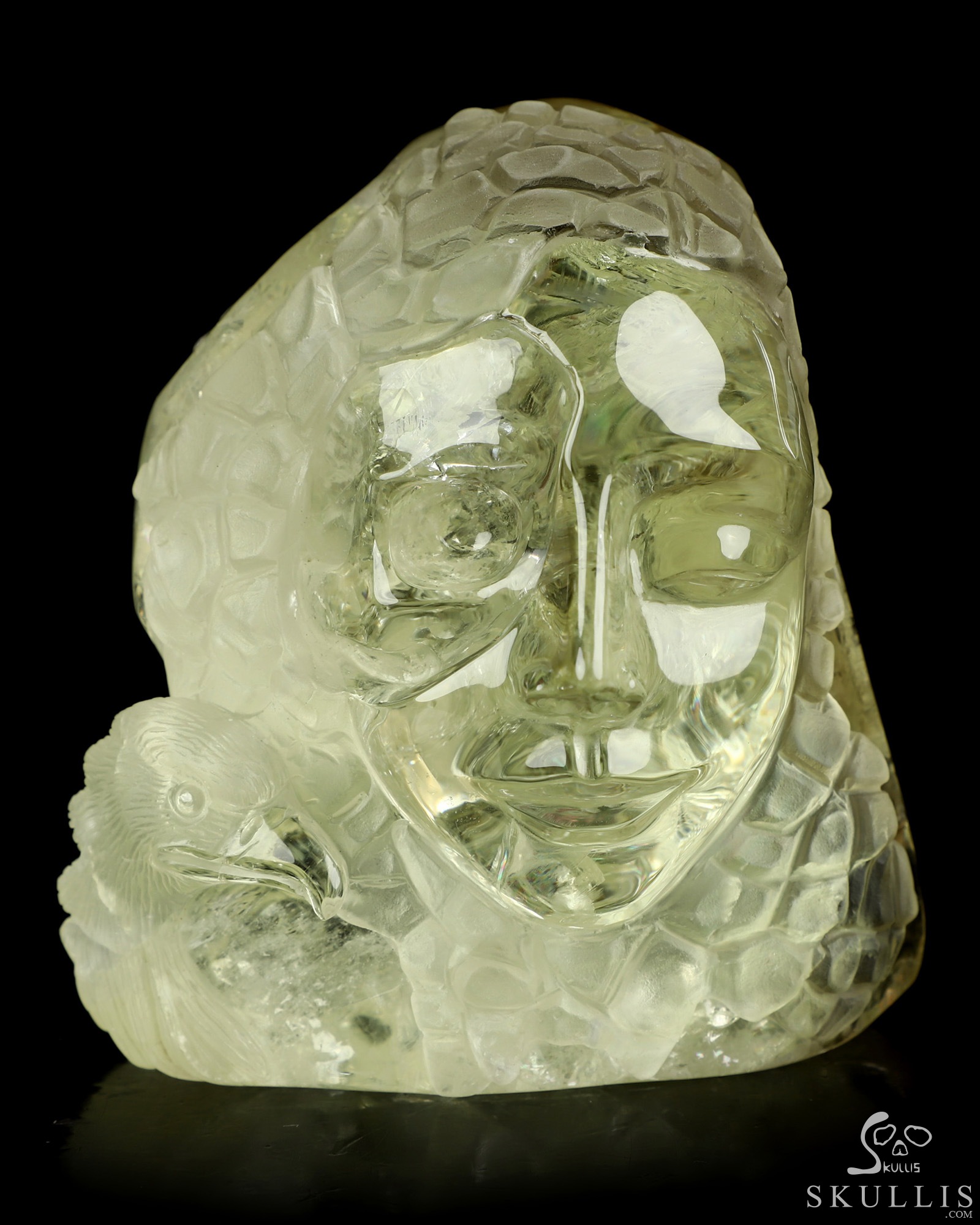 As It Is - Gemstone 3.5" Citrine Hand Carved Eagle and Crystal Skull Fine Art Sculpture, Crystal Healing As It Is - Gemstone 3.5" Citrine Hand Carved Eagle and Crystal Skull Fine Art Sculpture, Crystal Healing