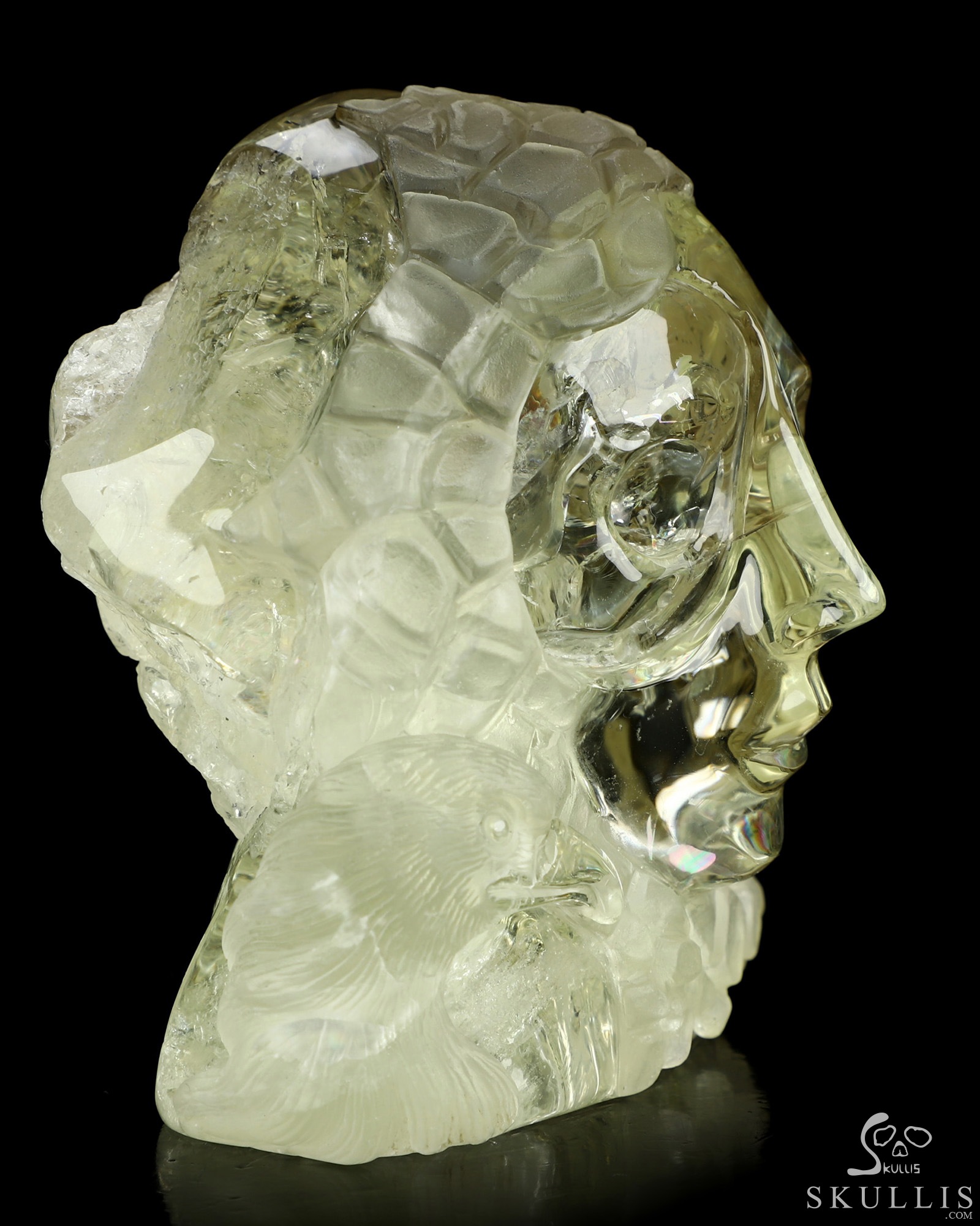 As It Is - Gemstone 3.5" Citrine Hand Carved Eagle and Crystal Skull Fine Art Sculpture, Crystal Healing As It Is - Gemstone 3.5" Citrine Hand Carved Eagle and Crystal Skull Fine Art Sculpture, Crystal Healing