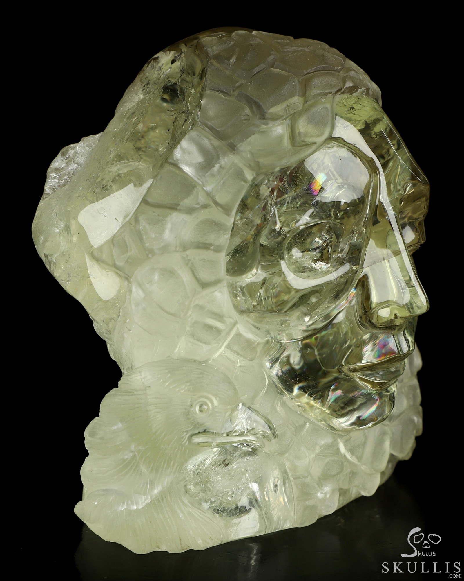 As It Is - Gemstone 3.5" Citrine Hand Carved Eagle and Crystal Skull Fine Art Sculpture, Crystal Healing As It Is - Gemstone 3.5" Citrine Hand Carved Eagle and Crystal Skull Fine Art Sculpture, Crystal Healing