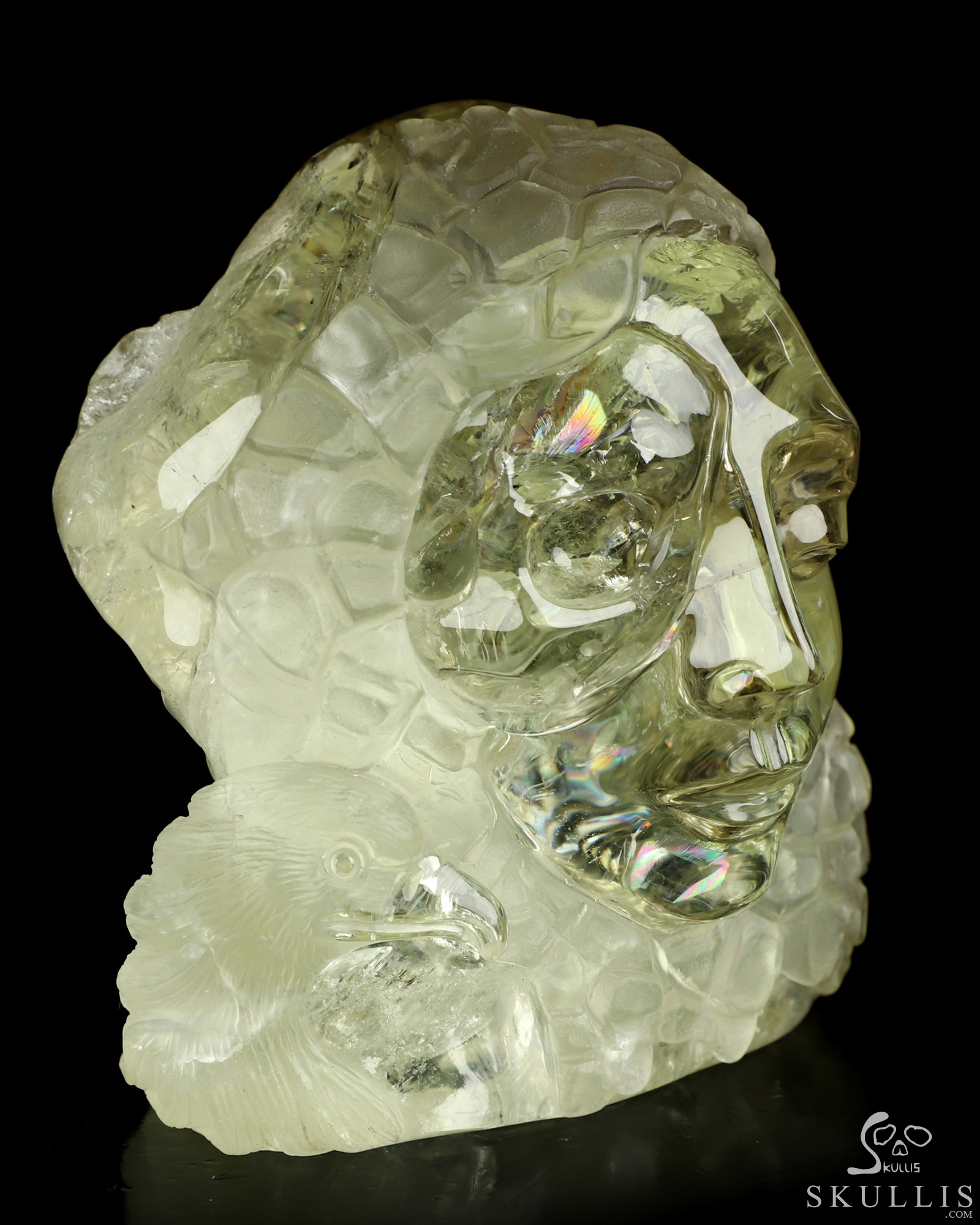 As It Is - Gemstone 3.5" Citrine Hand Carved Eagle and Crystal Skull Fine Art Sculpture, Crystal Healing As It Is - Gemstone 3.5" Citrine Hand Carved Eagle and Crystal Skull Fine Art Sculpture, Crystal Healing