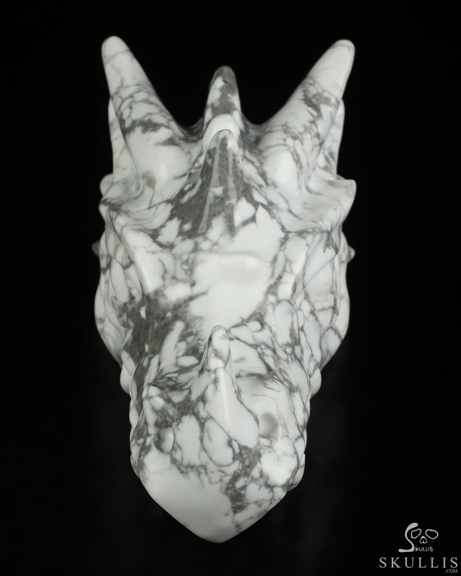5.8" Howlite Hand Carved Crystal Dragon Head Skull Sculpture, Crystal Healing 5.8" Howlite Hand Carved Crystal Dragon Head Skull Sculpture, Crystal Healing