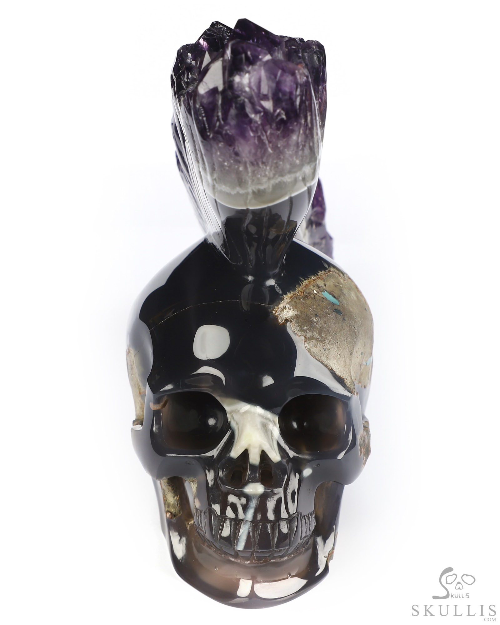 Aug 7, 2026 ACSAD (A Crystal Skull a Day) - Mohawk of the Void - 6.4" Agate Amethyst Druse Hand Carved Punk Crystal Skull Sculpture, Crystal Healing Aug 7, 2026 ACSAD (A Crystal Skull a Day) - Mohawk of the Void - 6.4" Agate Amethyst Druse Hand Carved Punk Crystal Skull Sculpture, Crystal Healing