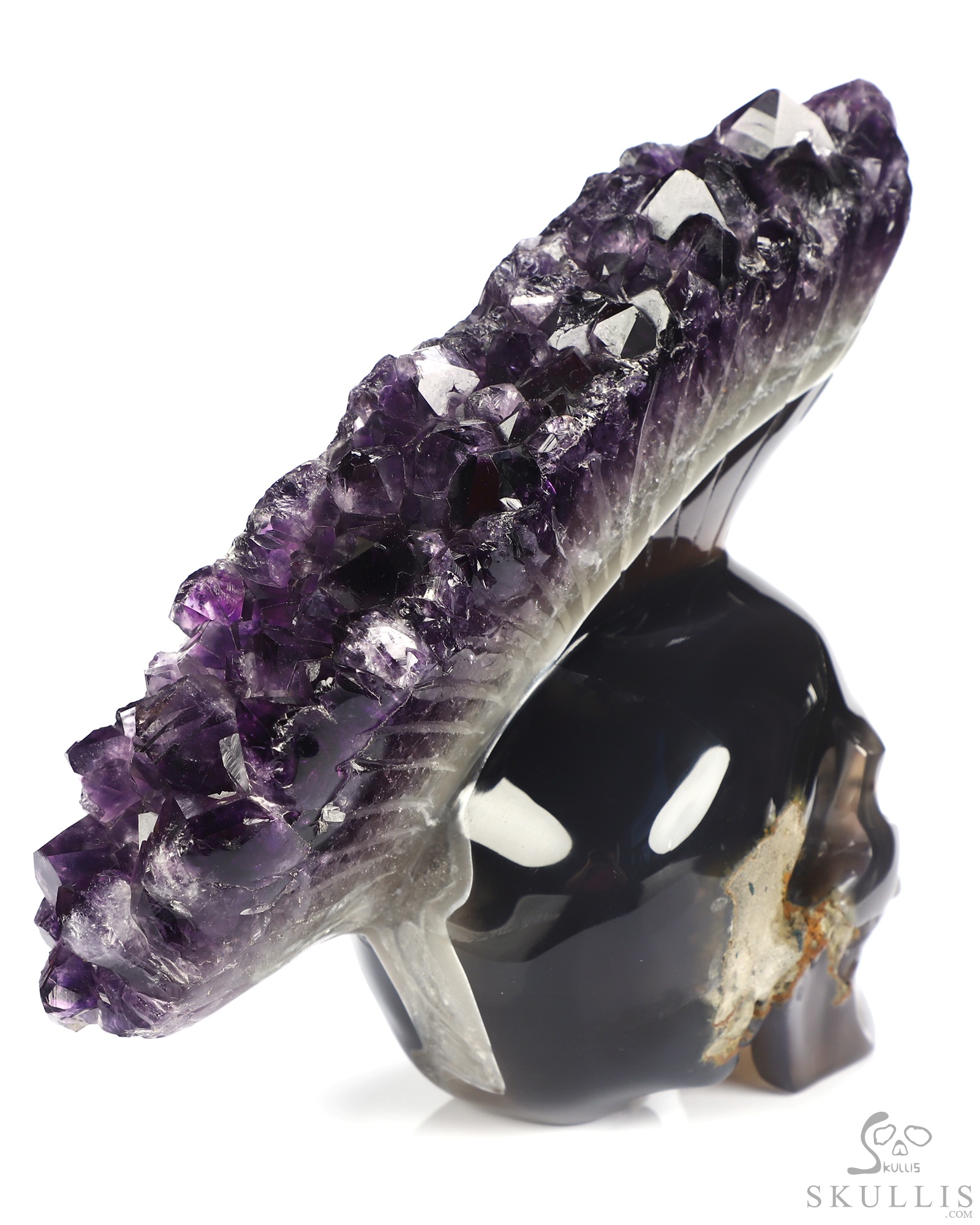 Aug 7, 2026 ACSAD (A Crystal Skull a Day) - Mohawk of the Void - 6.4" Agate Amethyst Druse Hand Carved Punk Crystal Skull Sculpture, Crystal Healing Aug 7, 2026 ACSAD (A Crystal Skull a Day) - Mohawk of the Void - 6.4" Agate Amethyst Druse Hand Carved Punk Crystal Skull Sculpture, Crystal Healing