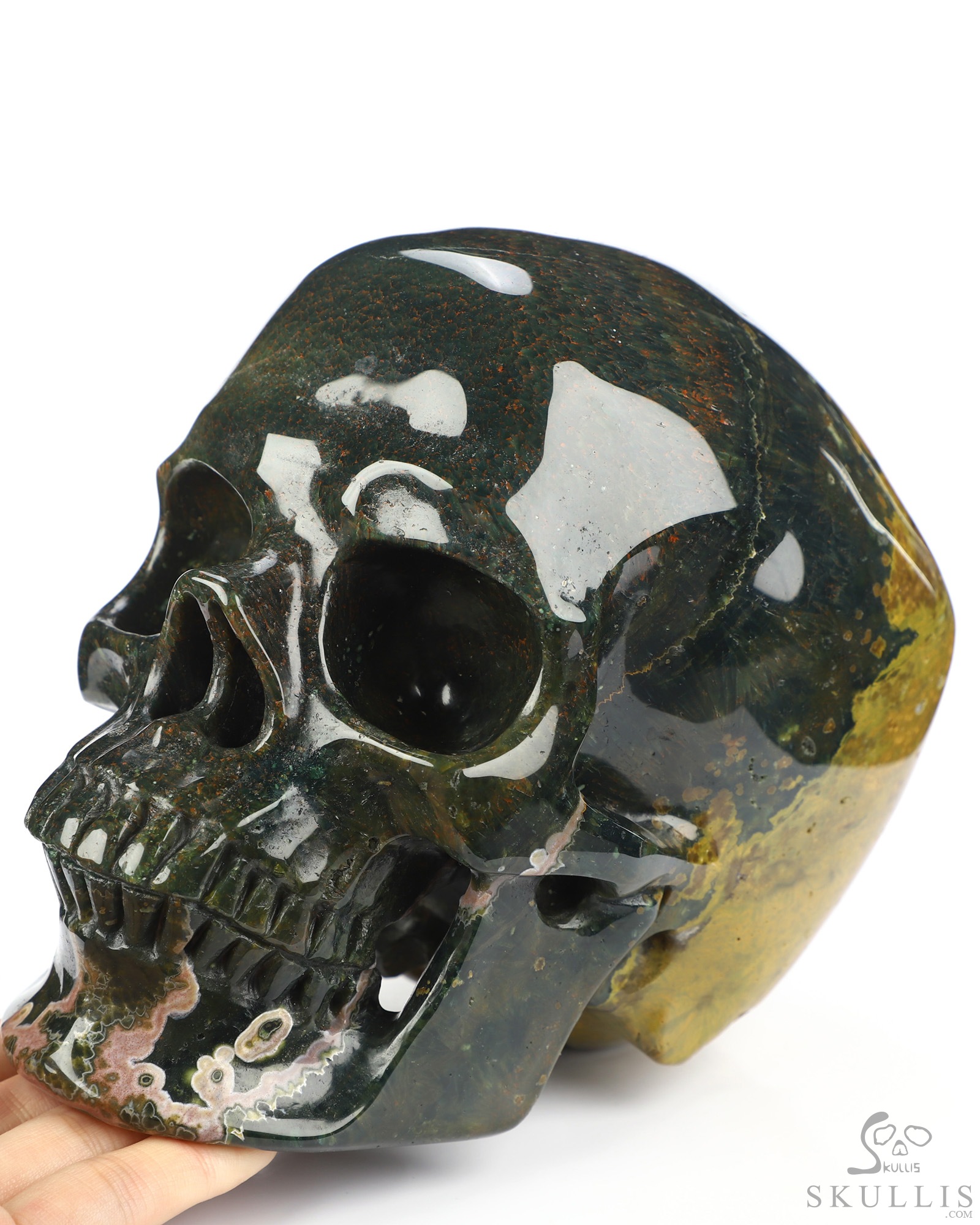 Lifesized 6.8" Ocean Jasper Hand Carved Crystal Skull, Super Realistic, Crystal Healing Lifesized 6.8" Ocean Jasper Hand Carved Crystal Skull, Super Realistic, Crystal Healing