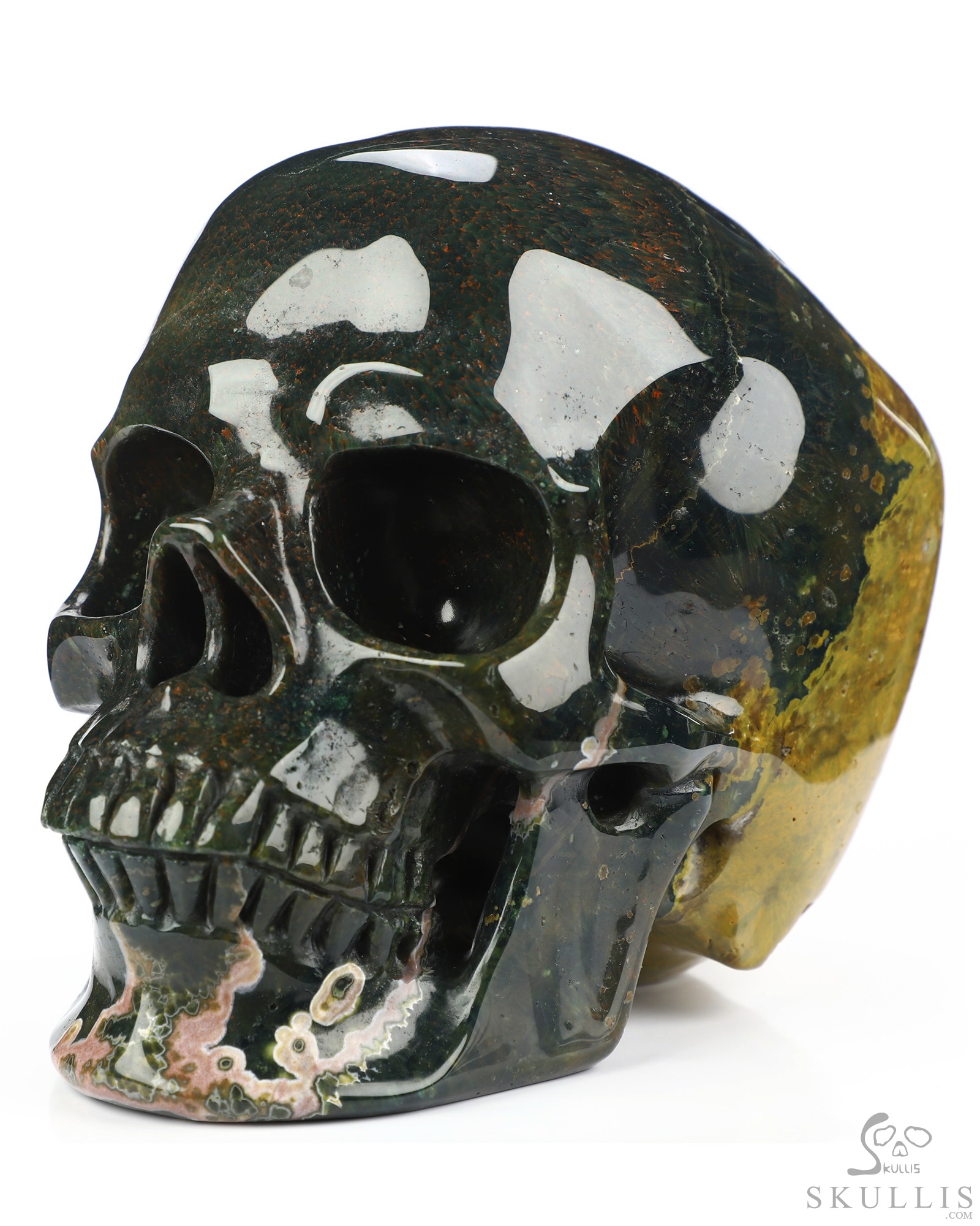 Lifesized 6.8" Ocean Jasper Hand Carved Crystal Skull, Super Realistic, Crystal Healing Lifesized 6.8" Ocean Jasper Hand Carved Crystal Skull, Super Realistic, Crystal Healing