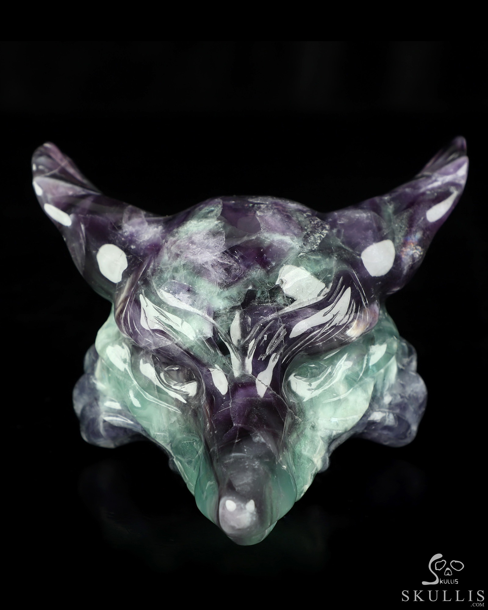 5.1" Fluorite Hand Carved Crystal Fox Fine Art Sculpture, Crystal Healing 5.1" Fluorite Hand Carved Crystal Fox Fine Art Sculpture, Crystal Healing