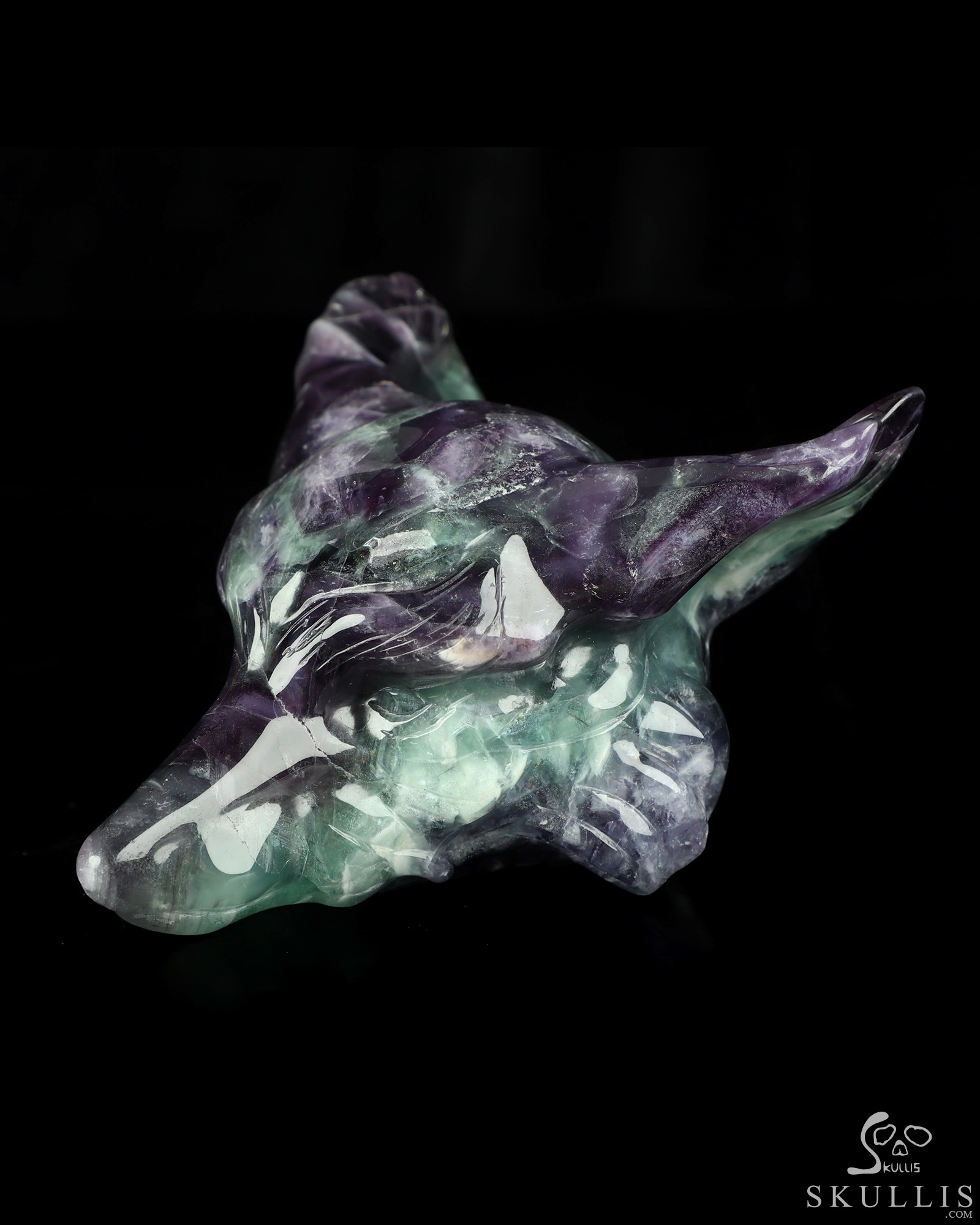 5.1" Fluorite Hand Carved Crystal Fox Fine Art Sculpture, Crystal Healing 5.1" Fluorite Hand Carved Crystal Fox Fine Art Sculpture, Crystal Healing