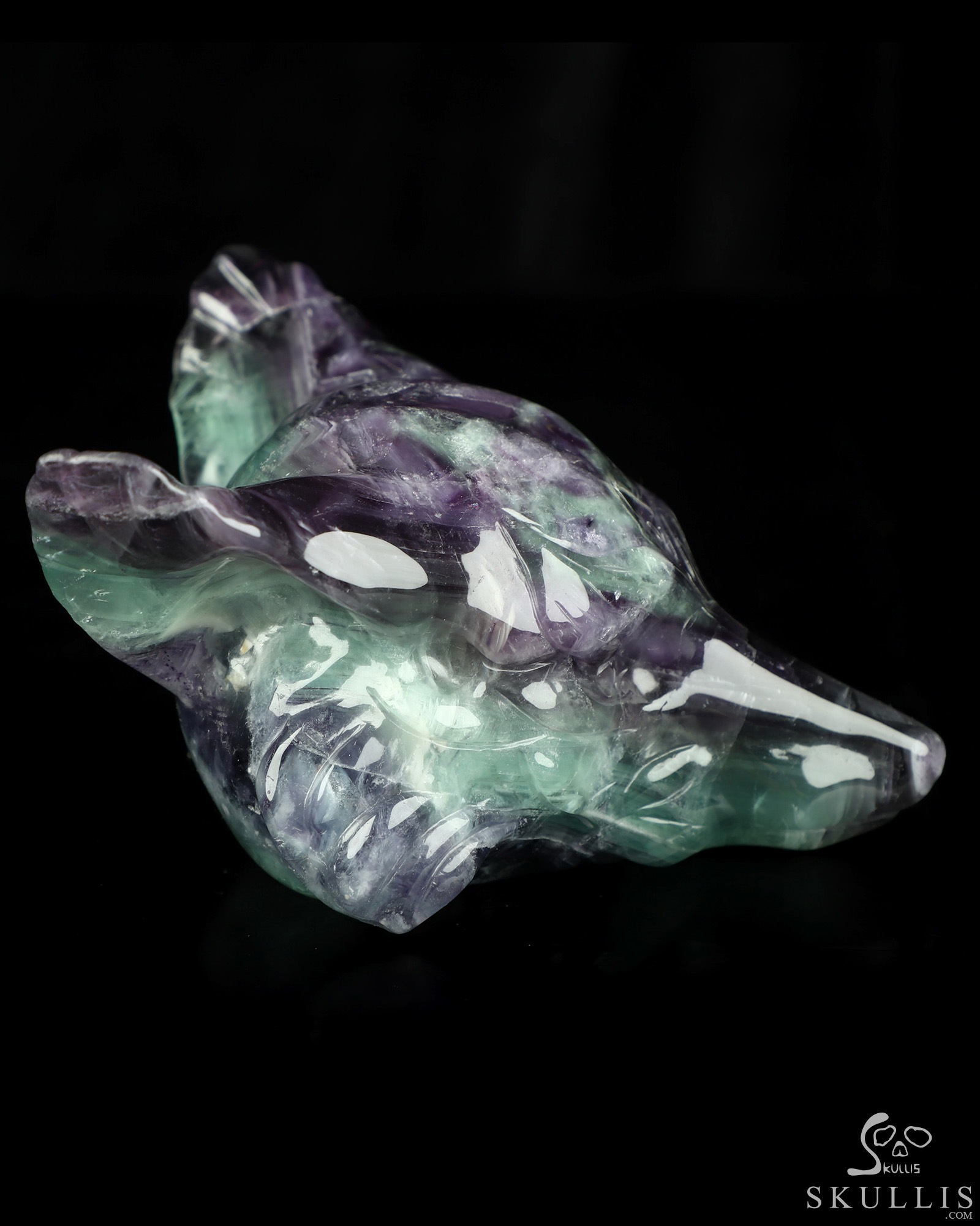 5.1" Fluorite Hand Carved Crystal Fox Fine Art Sculpture, Crystal Healing 5.1" Fluorite Hand Carved Crystal Fox Fine Art Sculpture, Crystal Healing