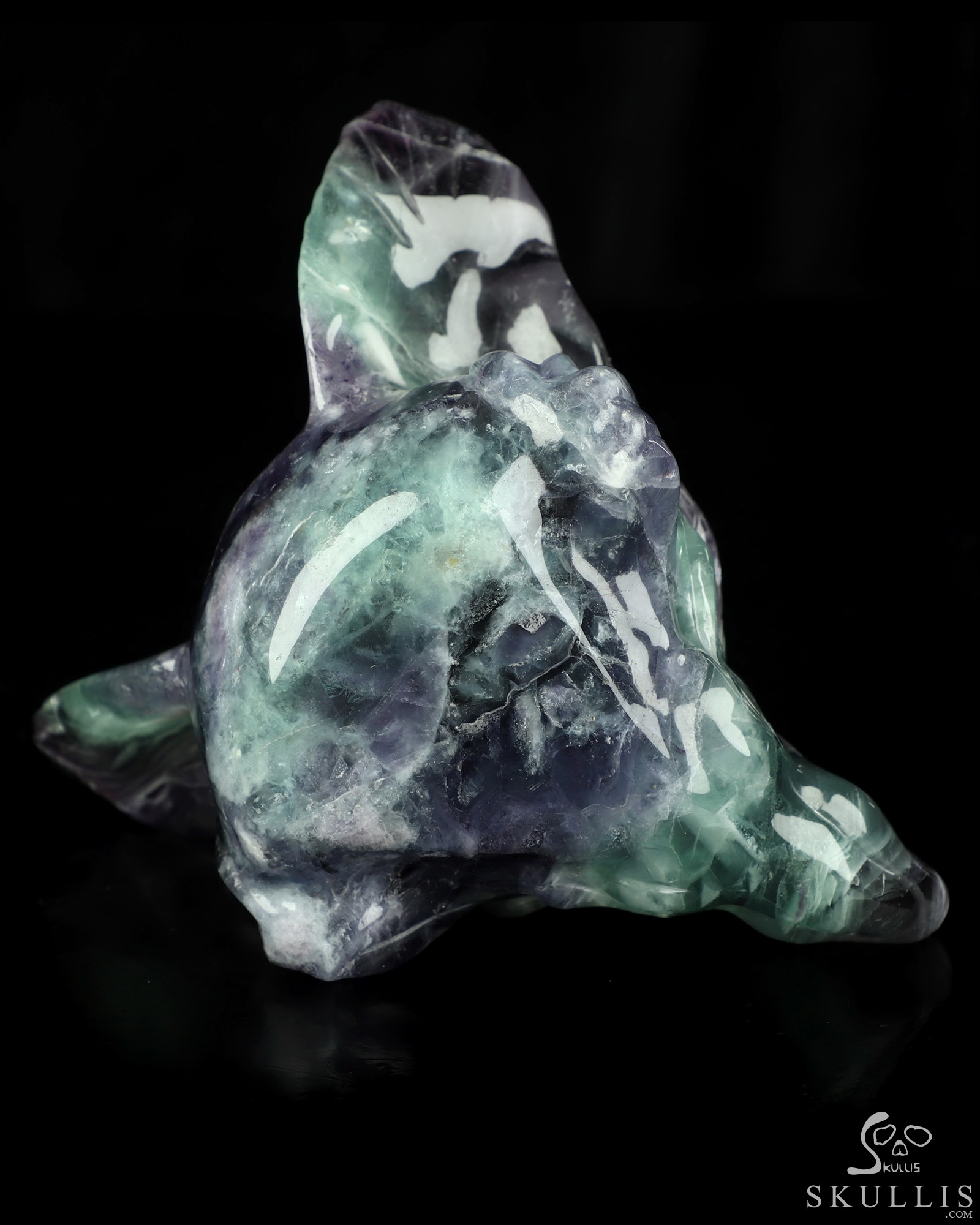 5.1" Fluorite Hand Carved Crystal Fox Fine Art Sculpture, Crystal Healing 5.1" Fluorite Hand Carved Crystal Fox Fine Art Sculpture, Crystal Healing