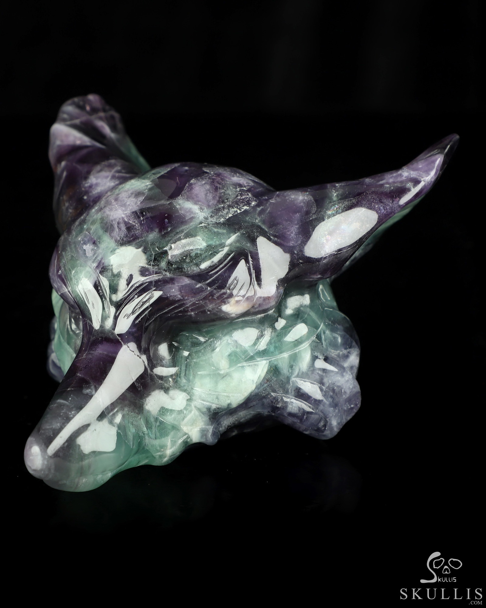 5.1" Fluorite Hand Carved Crystal Fox Fine Art Sculpture, Crystal Healing 5.1" Fluorite Hand Carved Crystal Fox Fine Art Sculpture, Crystal Healing