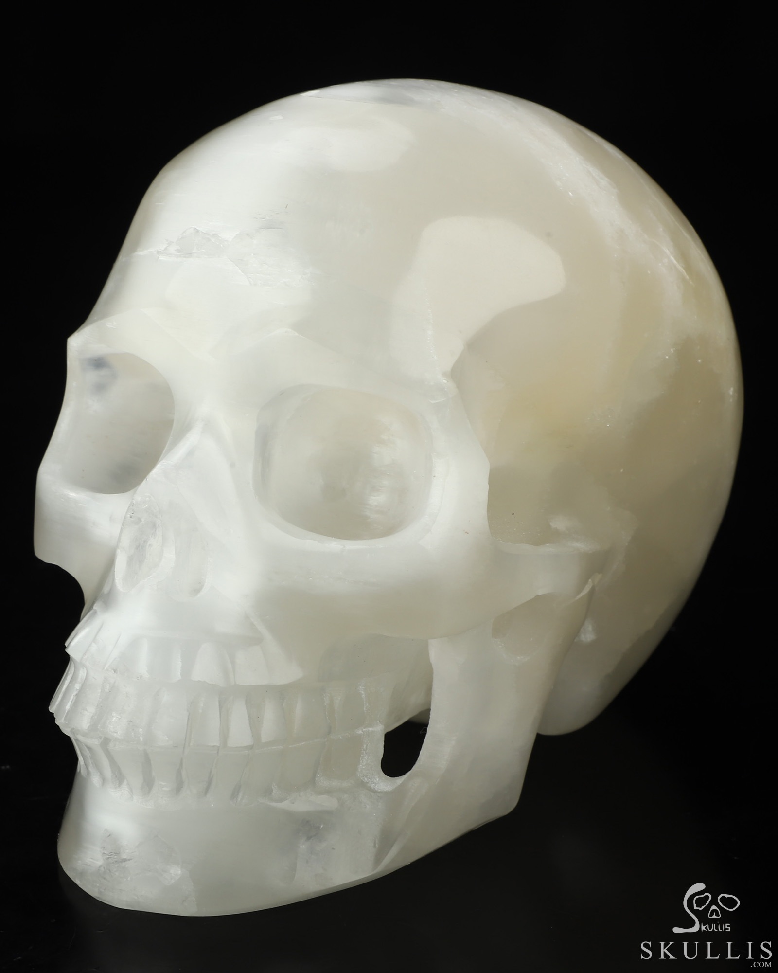 5.0" Selenite Hand Carved Crystal Skull, Realistic, Crystal Healing 5.0" Selenite Hand Carved Crystal Skull, Realistic, Crystal Healing