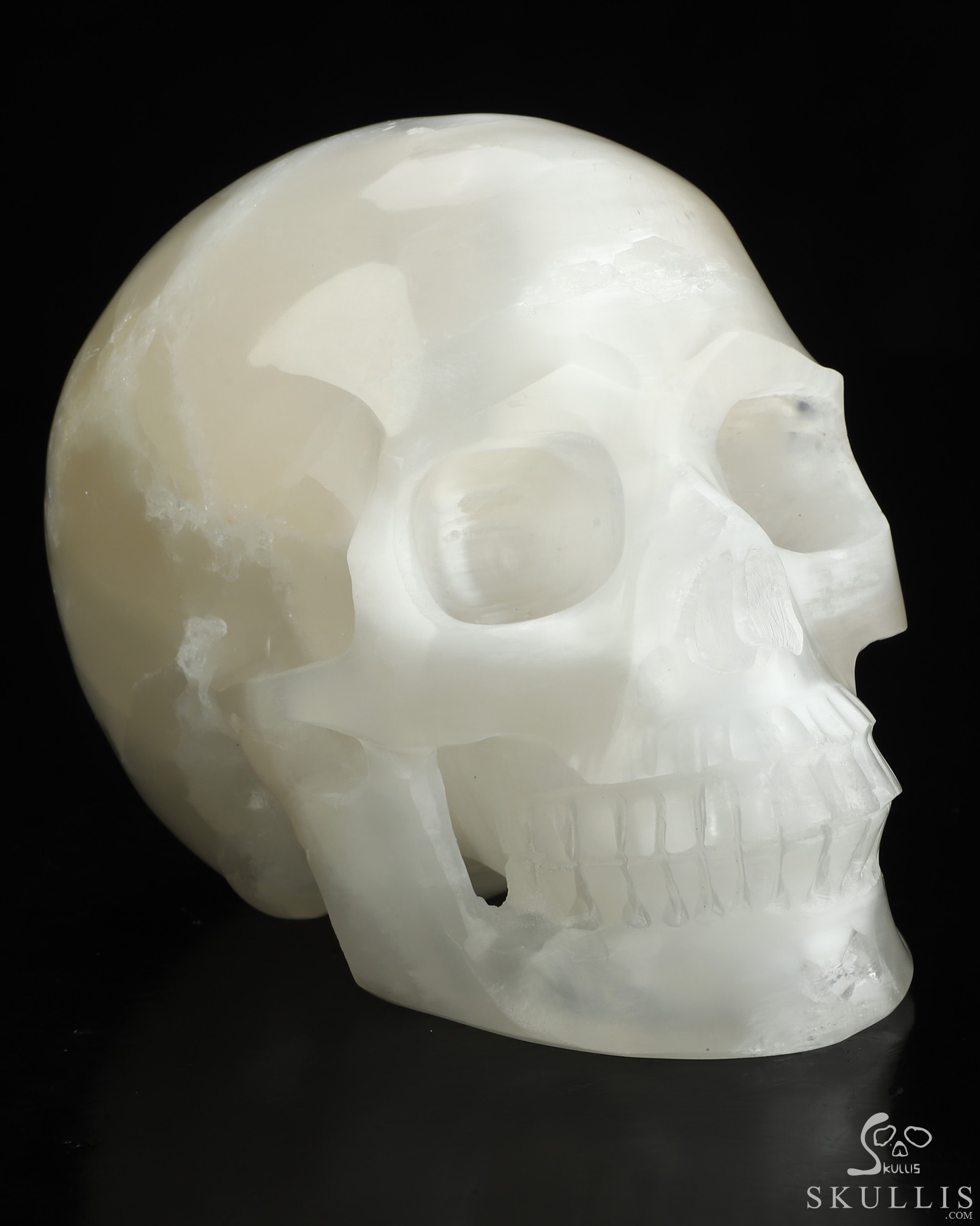 5.0" Selenite Hand Carved Crystal Skull, Realistic, Crystal Healing 5.0" Selenite Hand Carved Crystal Skull, Realistic, Crystal Healing