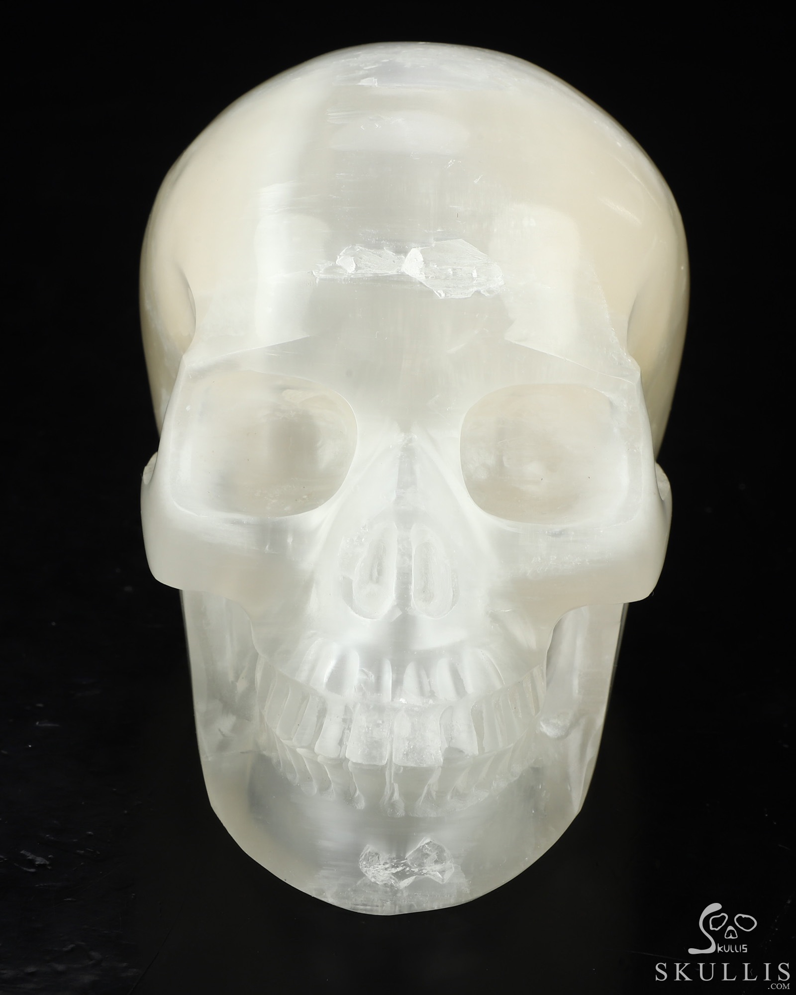 5.0" Selenite Hand Carved Crystal Skull, Realistic, Crystal Healing 5.0" Selenite Hand Carved Crystal Skull, Realistic, Crystal Healing